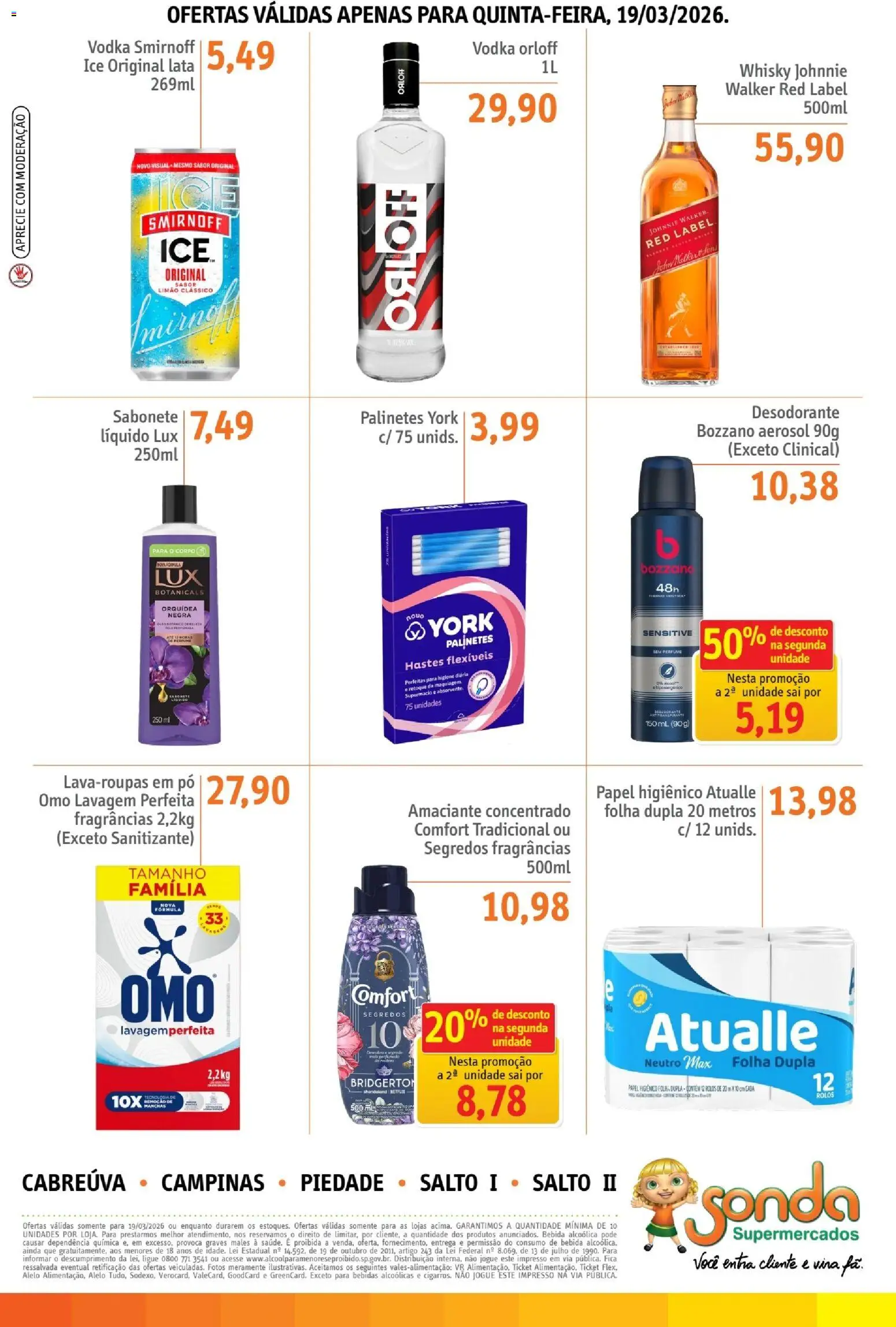 Sonda Folheto - válido de 19.03.2026 | Página: 4 | Produtos: Whisky, Bebida, Papel higiênico, Amaciante