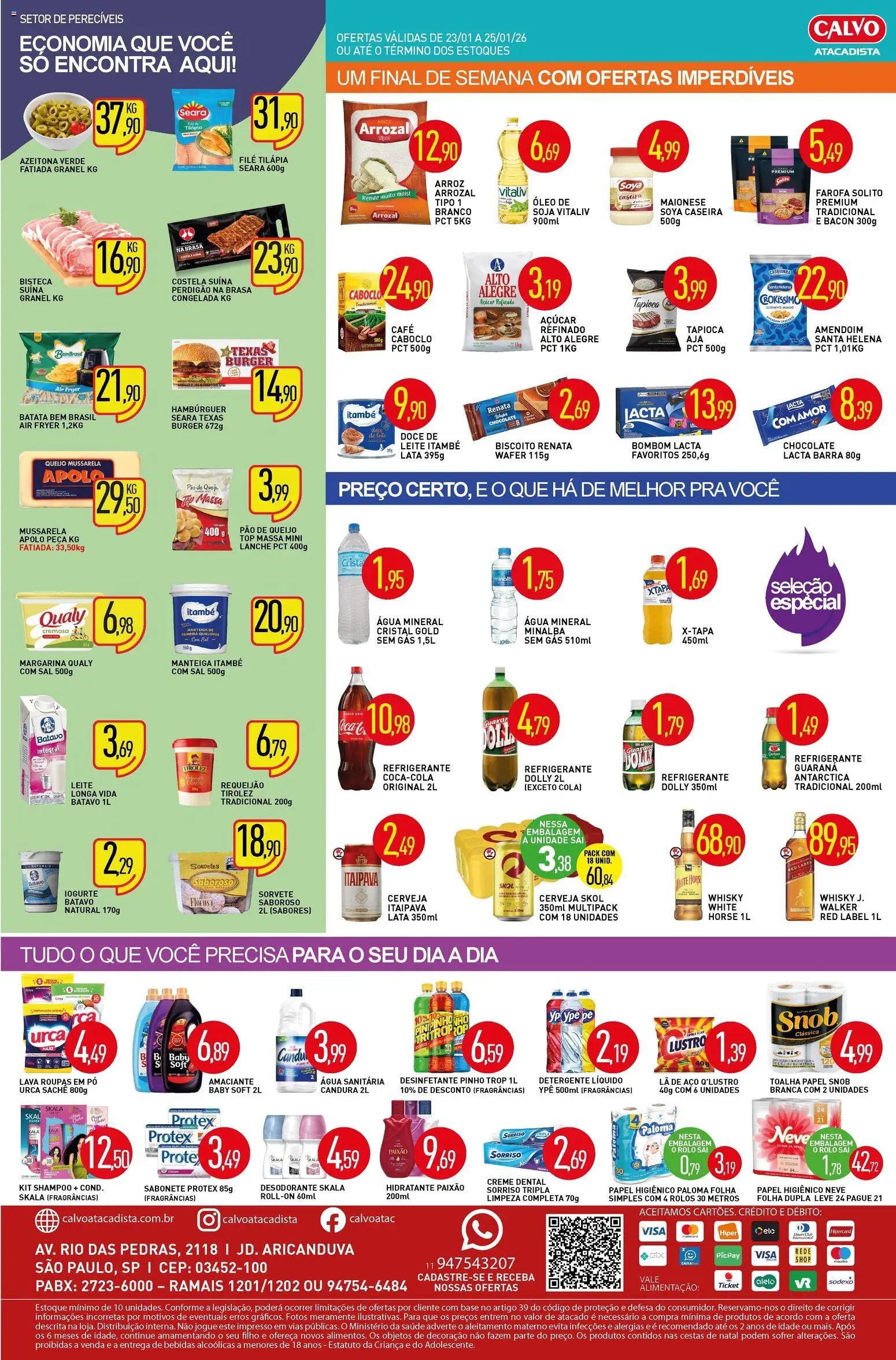 Calvo Atacadista Folheto - válido de 23.01.2026 | Página: 2 | Produtos: Manteiga, Tilápia, Creme dental, Doce de leite
