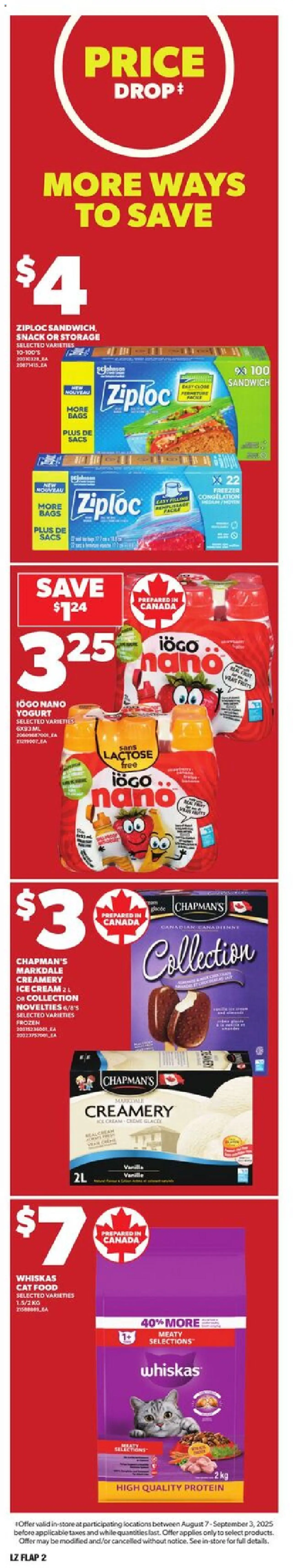 Zehrs flyer valid from 14.08.2025 | Page: 2 | Products: Cream, Ice cream, Yogurt
