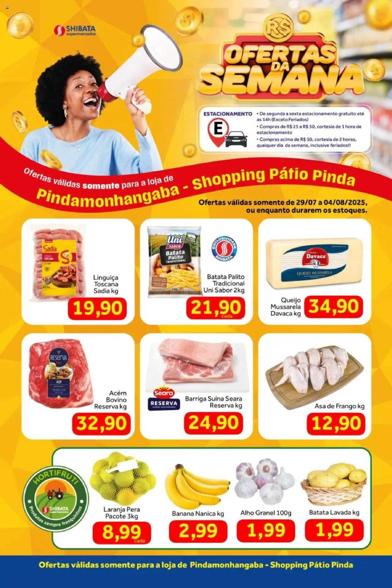 Shibata Folheto - válido de 29.07.2025 | Página: 1 | Produtos: Pera, Alho, Acém, Batata