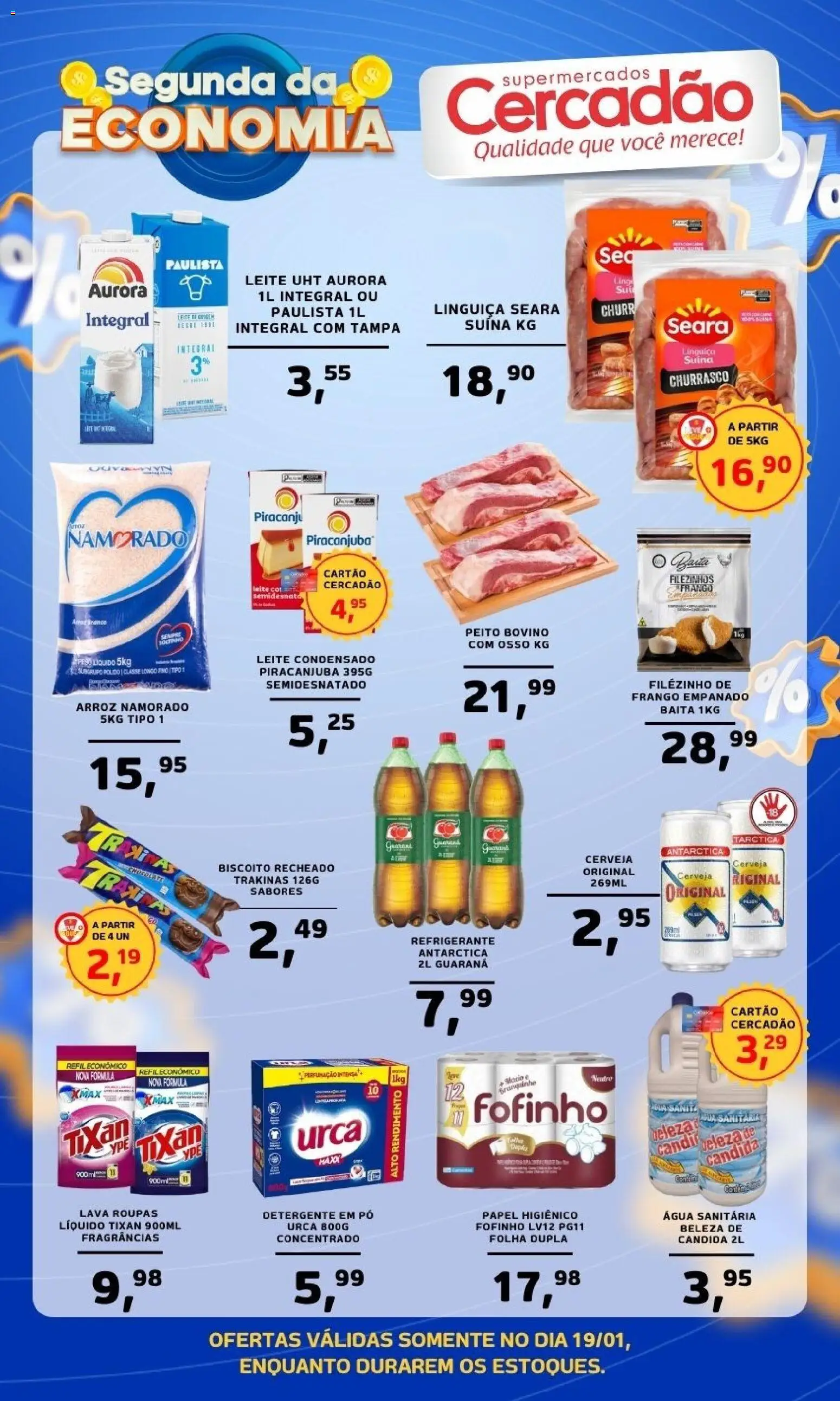 Cercadão Folheto - válido de 19.01.2026 | Página: 1 | Produtos: Biscoito, Guaraná, Linguiça, Frango