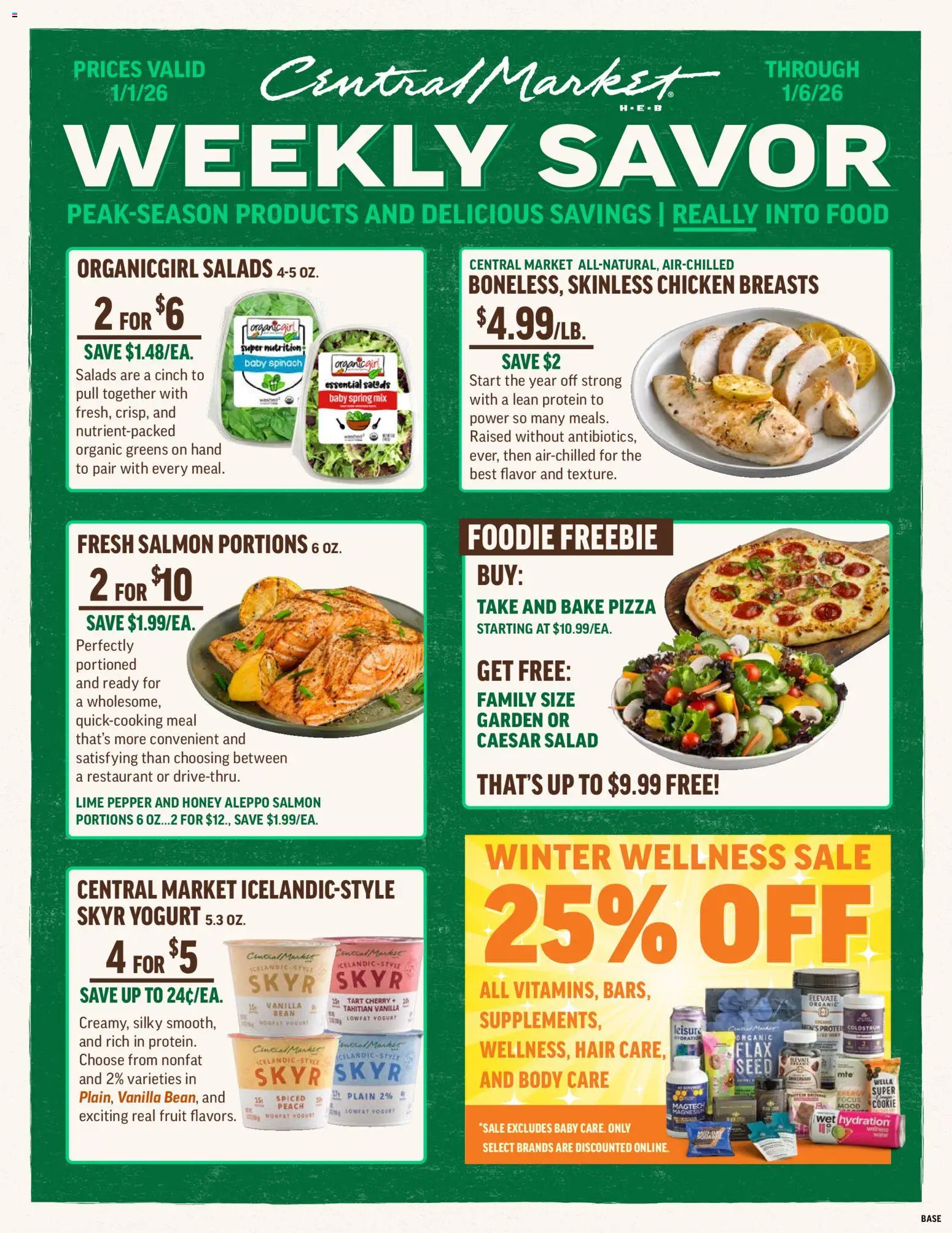 Central Market Weekly Ad - valid from 01.01.2026 | Page: 1 | Products: Yogurt, Pepper, Peach, Lime