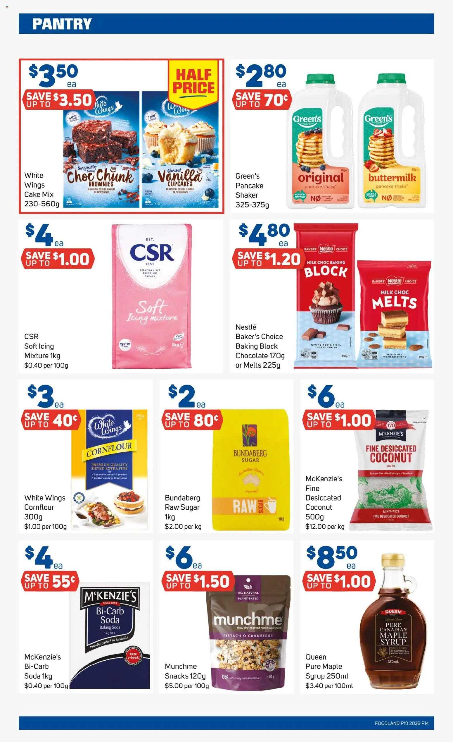 Foodland catalogue - valid from 04.03.2026 | Page: 14 | Products: Baking soda, Milk, Chocolate, Sugar