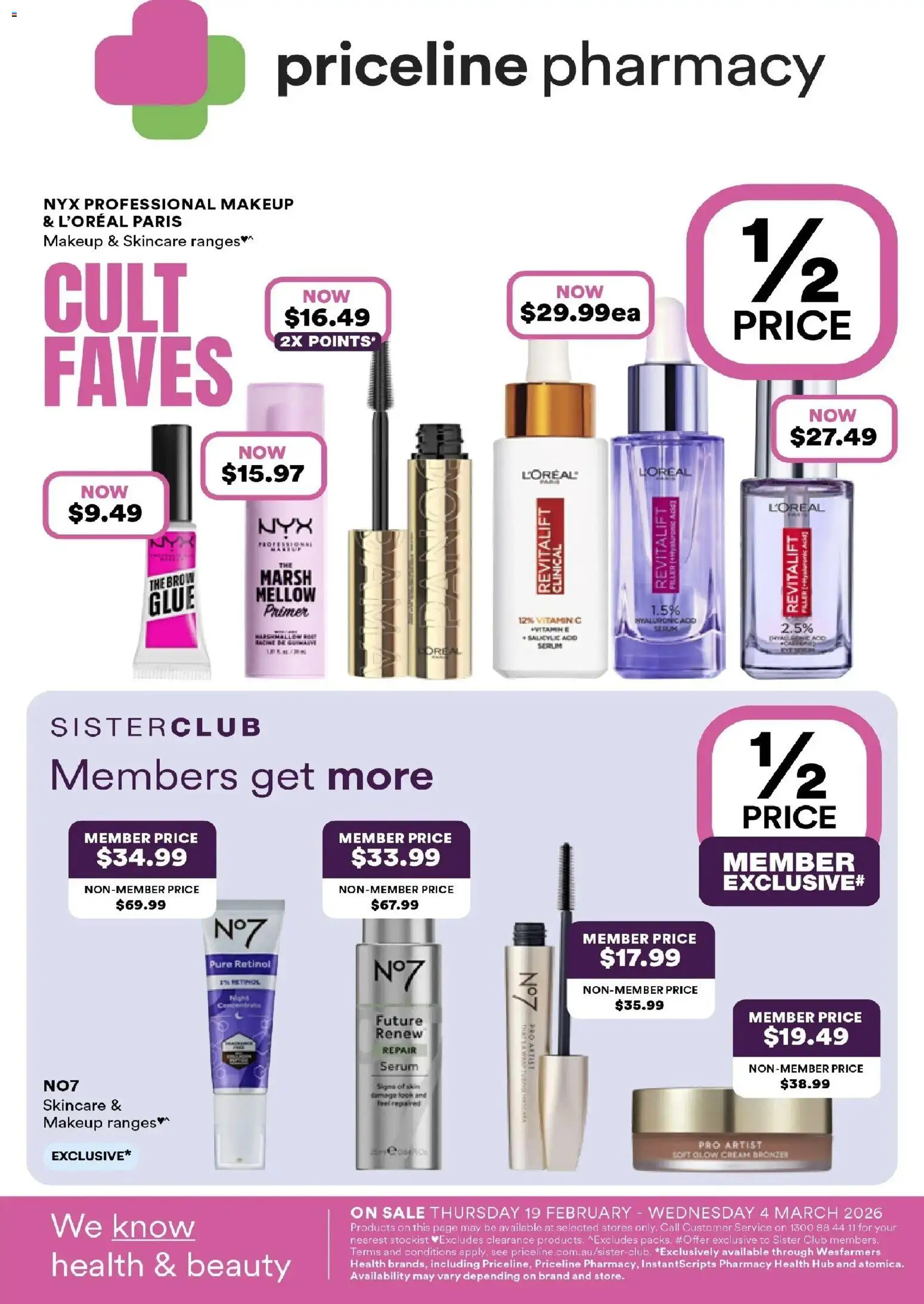 Priceline Pharmacy catalogue - valid from 18.02.2026 | Page: 1 | Products: Bronzer, Cream, Glue, Vitamin