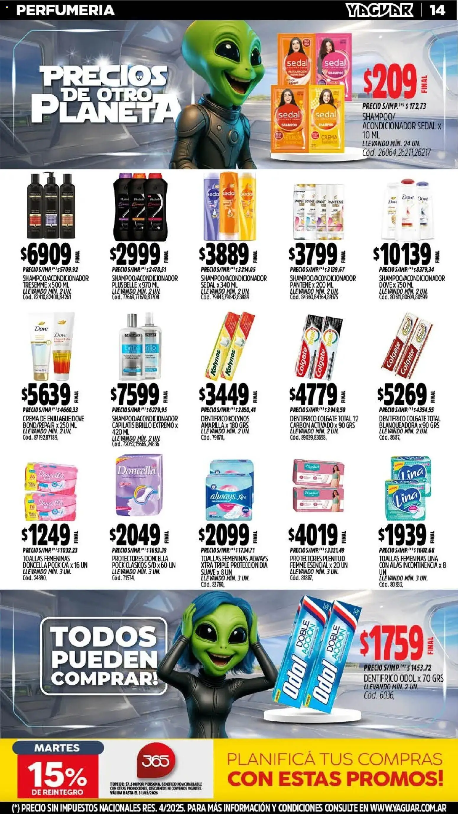 Yaguar - Oferta Semanal Neuquen │ válido desde el 09.03.2026 | Página: 14 | Productos: Toallas, Shampoo, Acondicionador, Crema
