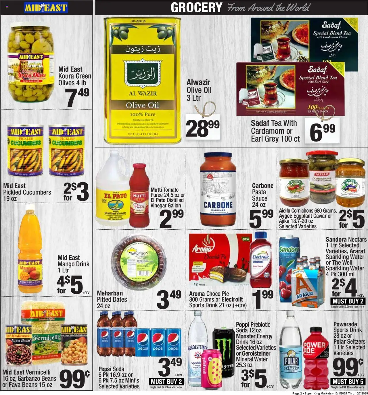 Super King - Weekly Ad - valid from 01.10.2025 | Page: 2 | Products: Vinegar, Tea, Water, Sauce