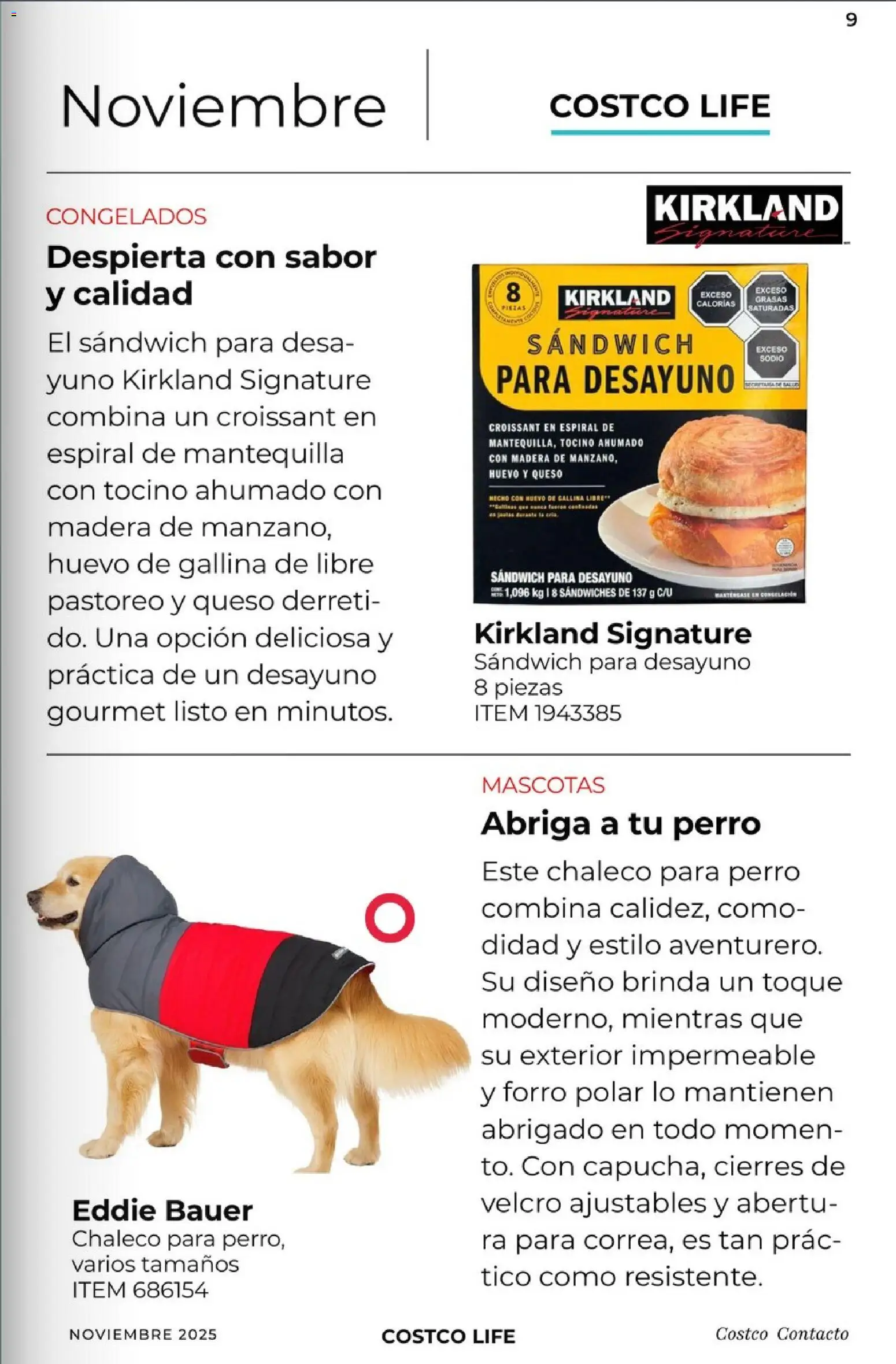 Nuevas ofertas de Costco válidas en toda la República Mexicana desde el 01.11.2025. ¡Encuentra las mejores ofertas en Costco Revista Noviembre! | Página: 9 | Productos: Chaleco, Tocino, Huevo, Mantequilla