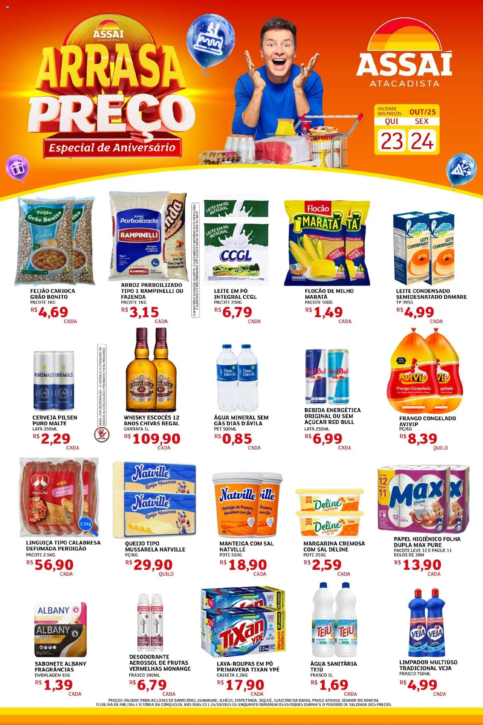 Assaí Atacadista Folheto - válido de 23.10.2025 | Página: 1 | Produtos: Feijão, Pó, Desodorante, Linguiça