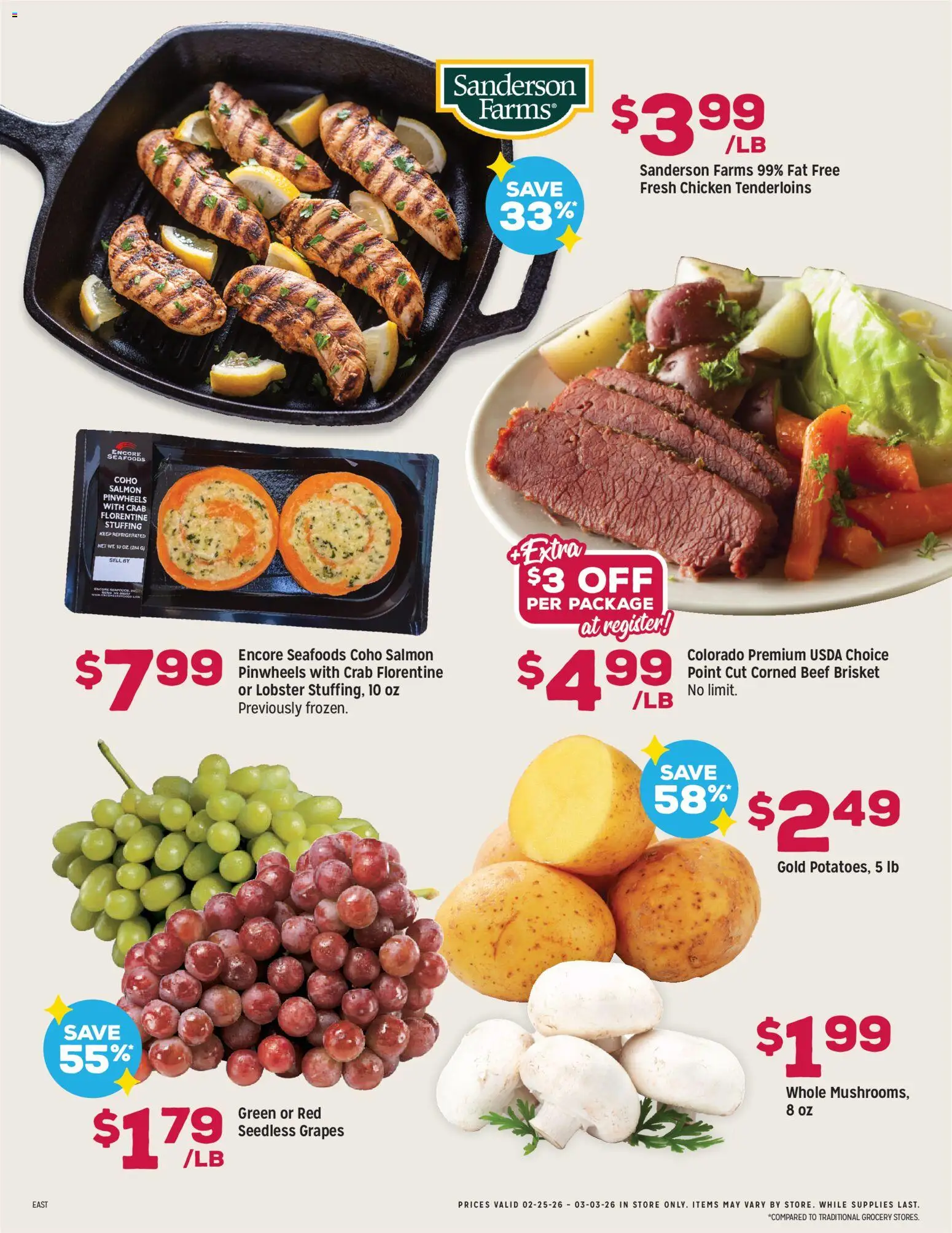 Grocery Outlet Weekly Ad - PA - valid from 25.02.2026 | Page: 2 | Products: Beef, Grapes
