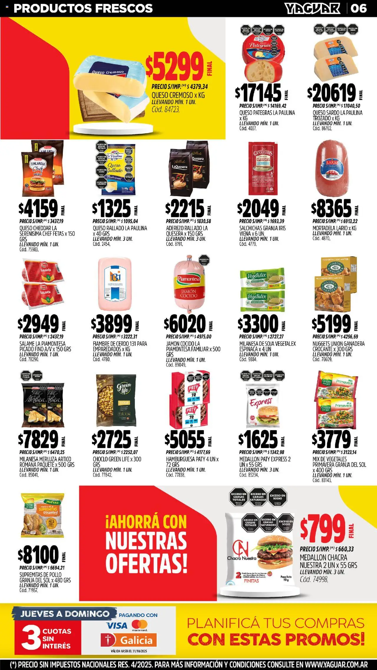 Yaguar - Santa Fe │ válido desde el 20.10.2025 | Página: 6 | Productos: Pollo, Queso, Cerdo, Espinaca