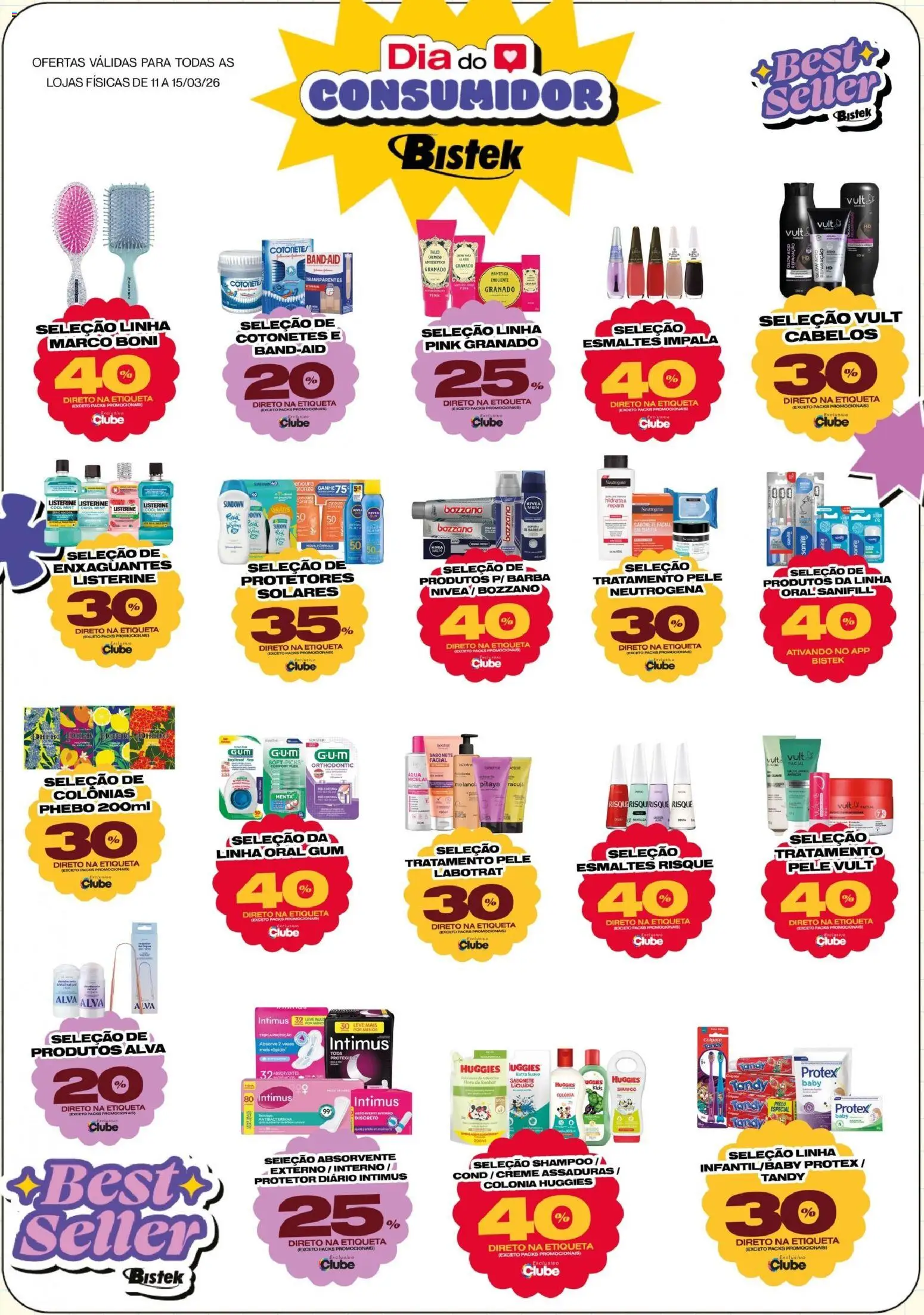 Bistek Supermercados Folheto - válido de 11.03.2026 | Página: 3 | Produtos: Água micelar, Manteiga, Absorvente, Sabonete líquido