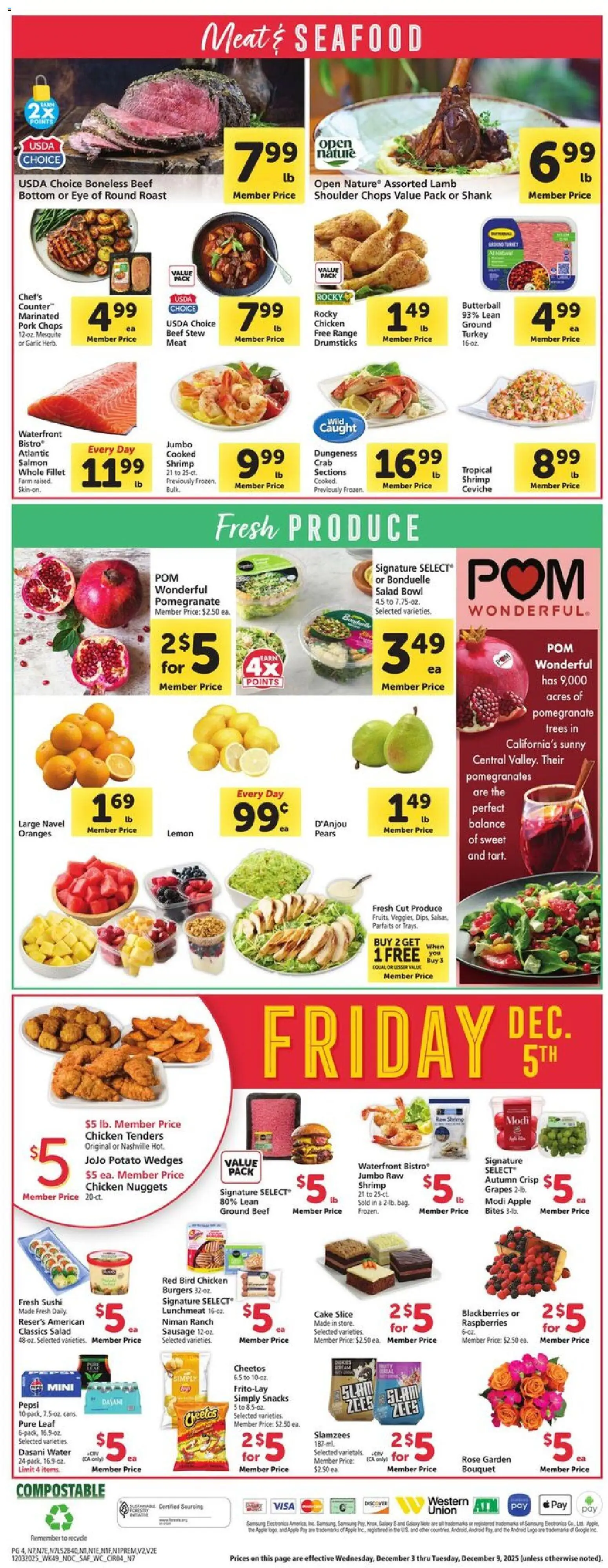 Safeway Weekly Ad - valid from 03.12.2025 | Page: 4 | Products: Pork, Water, Lemon, Sausage