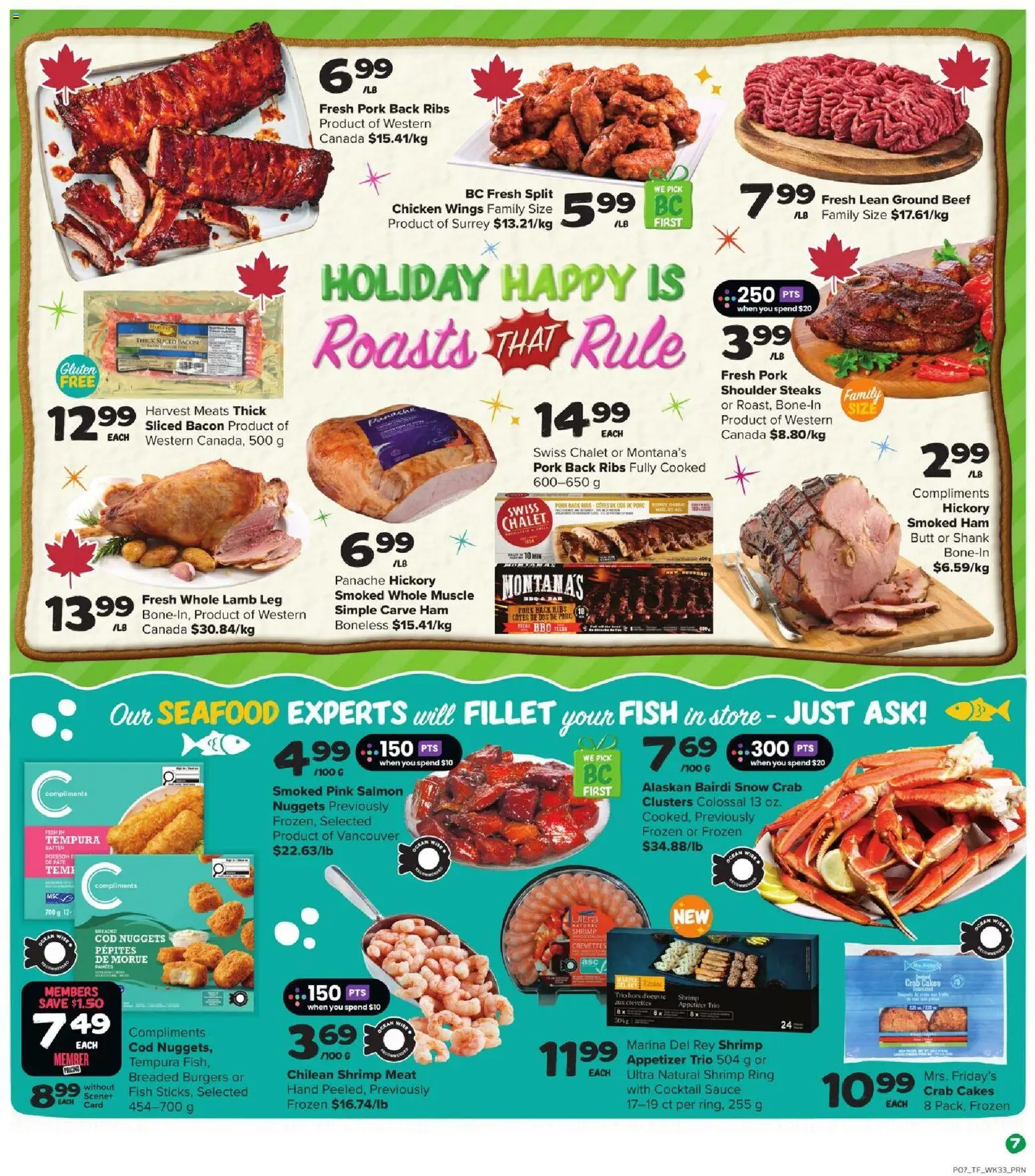 Thrifty Foods flyer valid from 11.12.2025 | Page: 8 | Products: Beef, Chicken wings, Ham, Pork