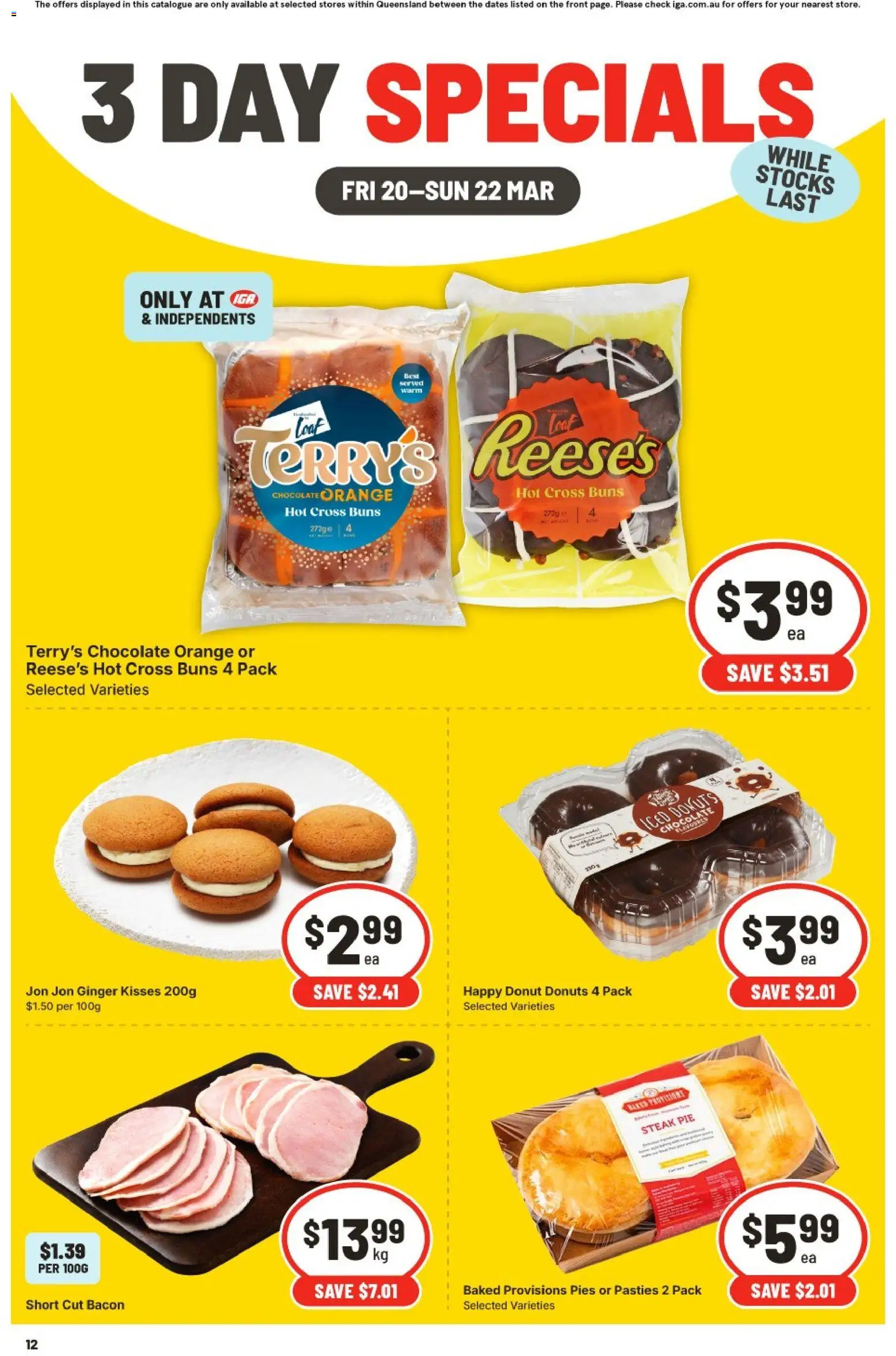 IGA catalogue - valid from 20.03.2026 | Page: 2 | Products: Bacon, Donuts, Chocolate, Steak
