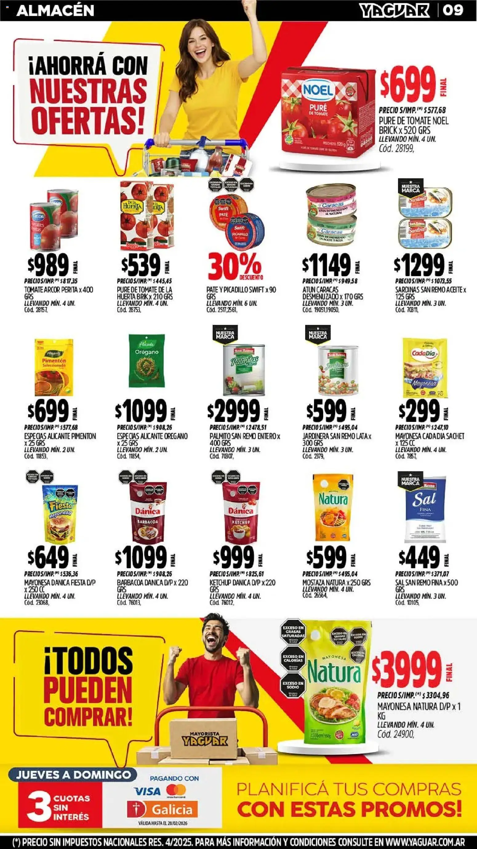 Yaguar - Oferta Semanal Neuquen │ válido desde el 23.02.2026 | Página: 9 | Productos: Aceite, Pimentón, Paté, Picadillo