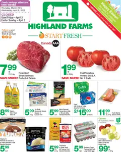 Preview of Highland Farms weekly flyer / circulaire from shop Highland Farms valid from 26.03.2026