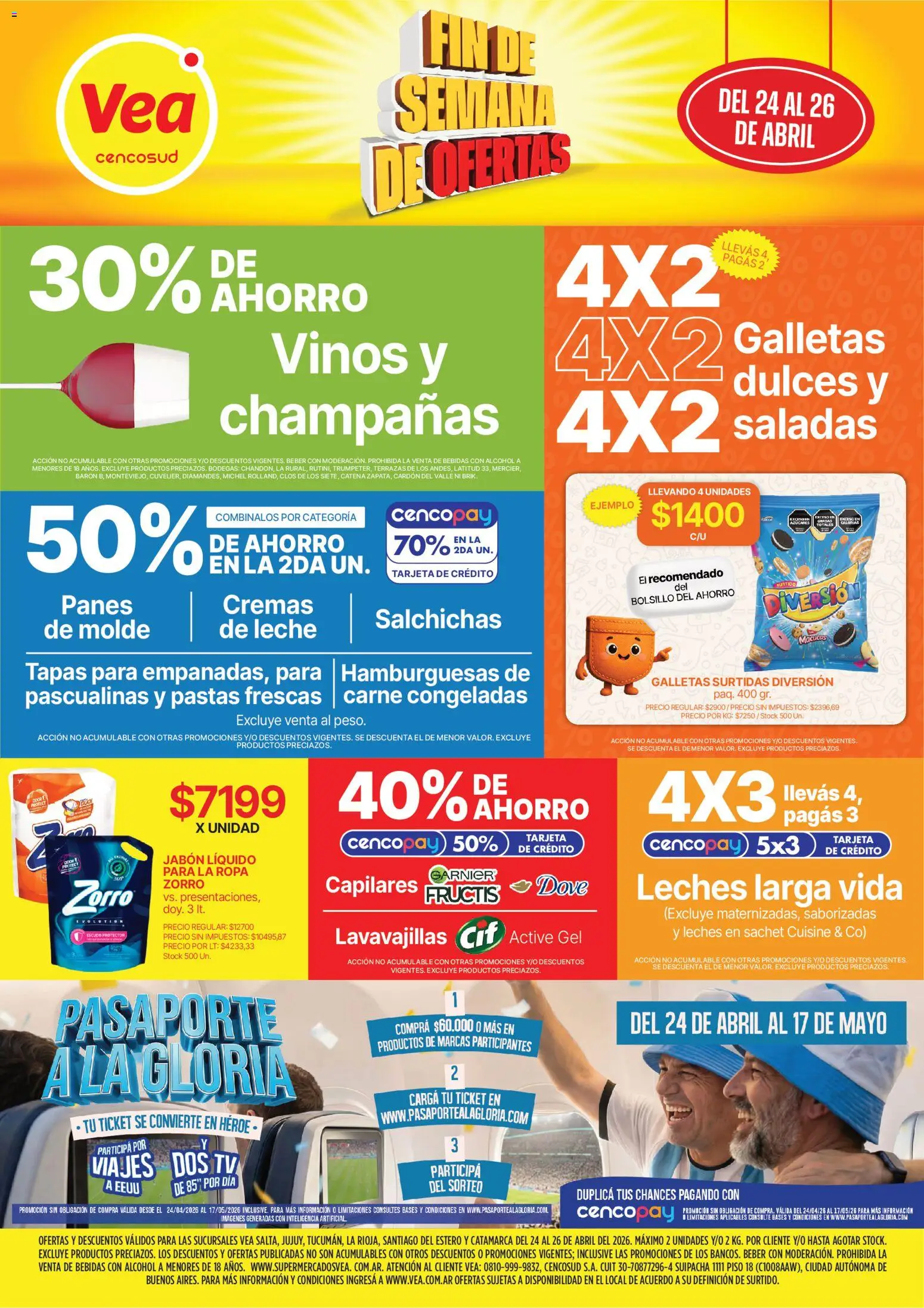 Vea - Oferta fin de semana │ válido desde el 24.04.2026 | Página: 1 | Productos: Jabón, Ropa, Leche, Galletas
