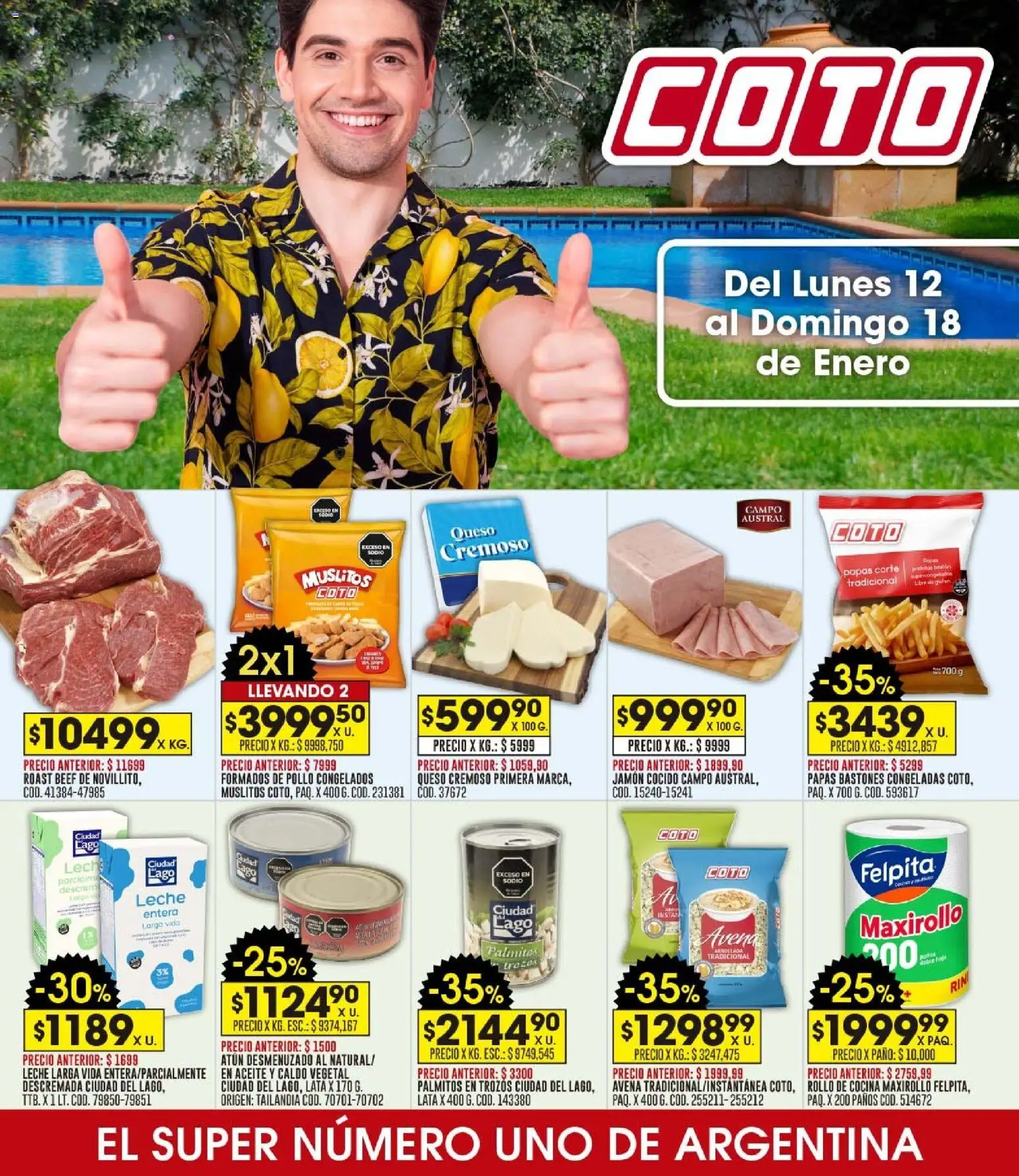 Coto - Ofertas │ válido desde el 12.01.2026 | Página: 1 | Productos: Aceite, Avena, Palmitos, Jamón