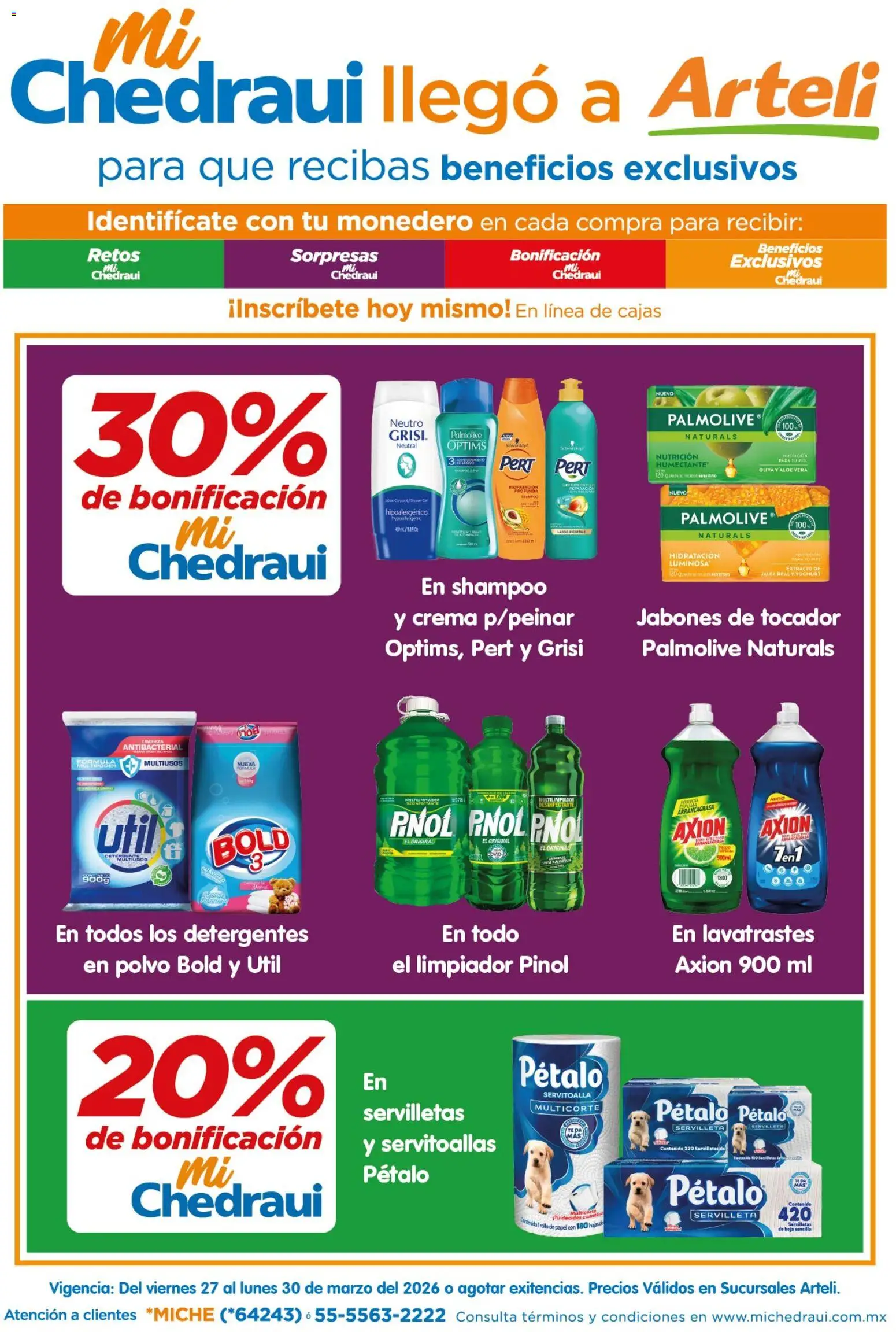 Nuevas ofertas de Arteli válidas en toda la República Mexicana desde el 27.03.2026. ¡Encuentra las mejores ofertas en Arteli folleto MiChedraui! | Página: 1 | Productos: Crema, Limpiador, Té, Polvo