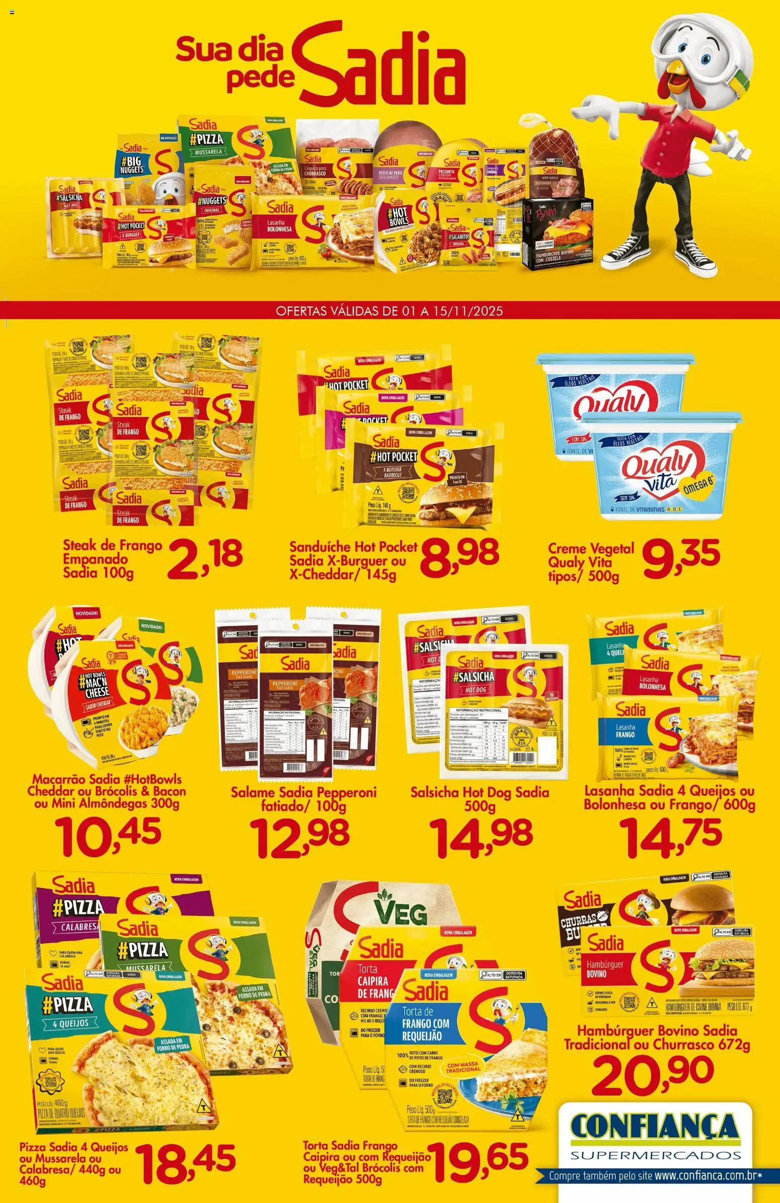Confiança Folheto - válido de 01.11.2025 | Página: 1 | Produtos: Salame, Cheddar, Carne, Requeijão