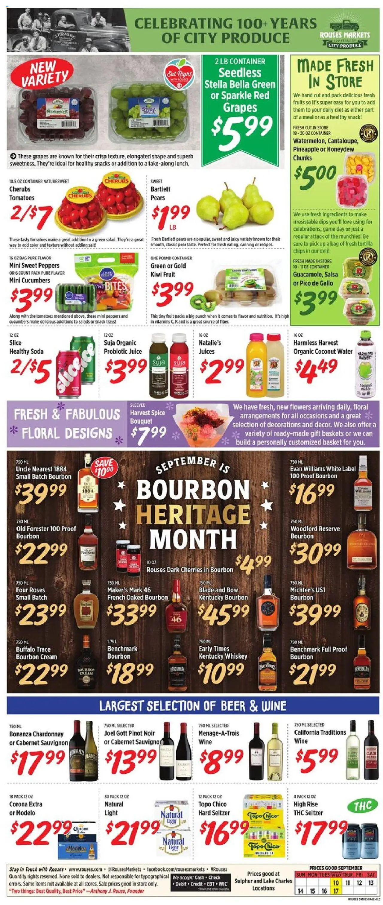 Rouses Weekly Ad - LA - valid from 10.09.2025 | Page: 7 | Products: Cherries, Bow, Bourbon, Pear