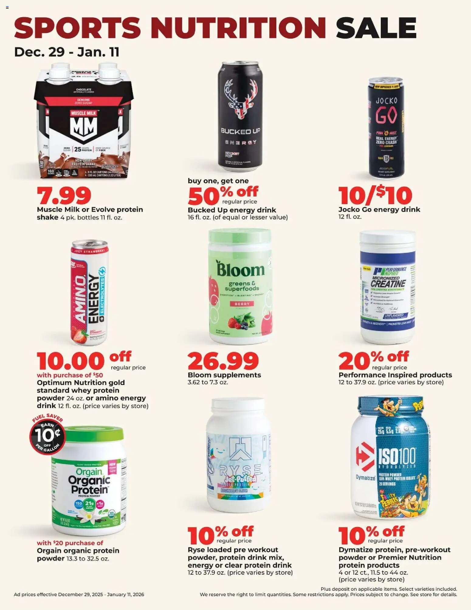 HyVee Weekly Ad - valid from 05.01.2026 | Page: 34 | Products: Protein Powder, Chocolate, Sugar, Greens
