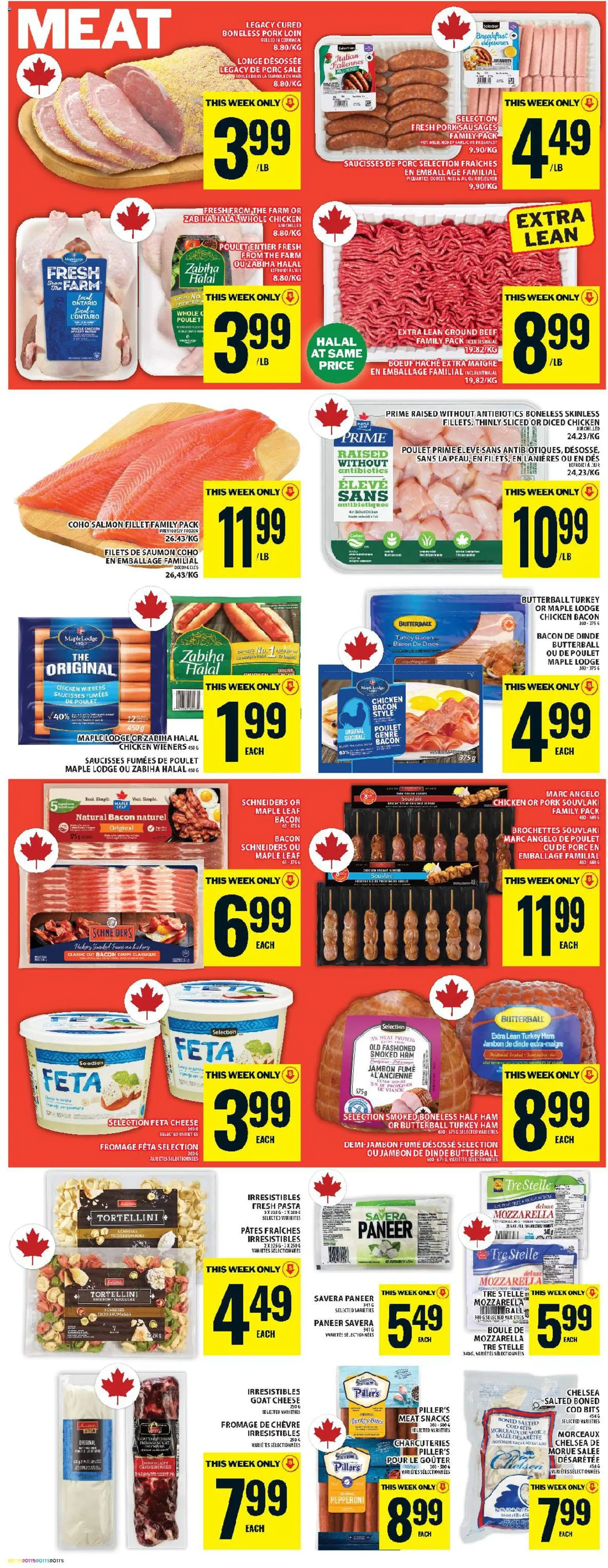 Food Basics flyer valid from 20.11.2025 | Page: 8 | Products: Pasta, Turkey, Cheese, Ham