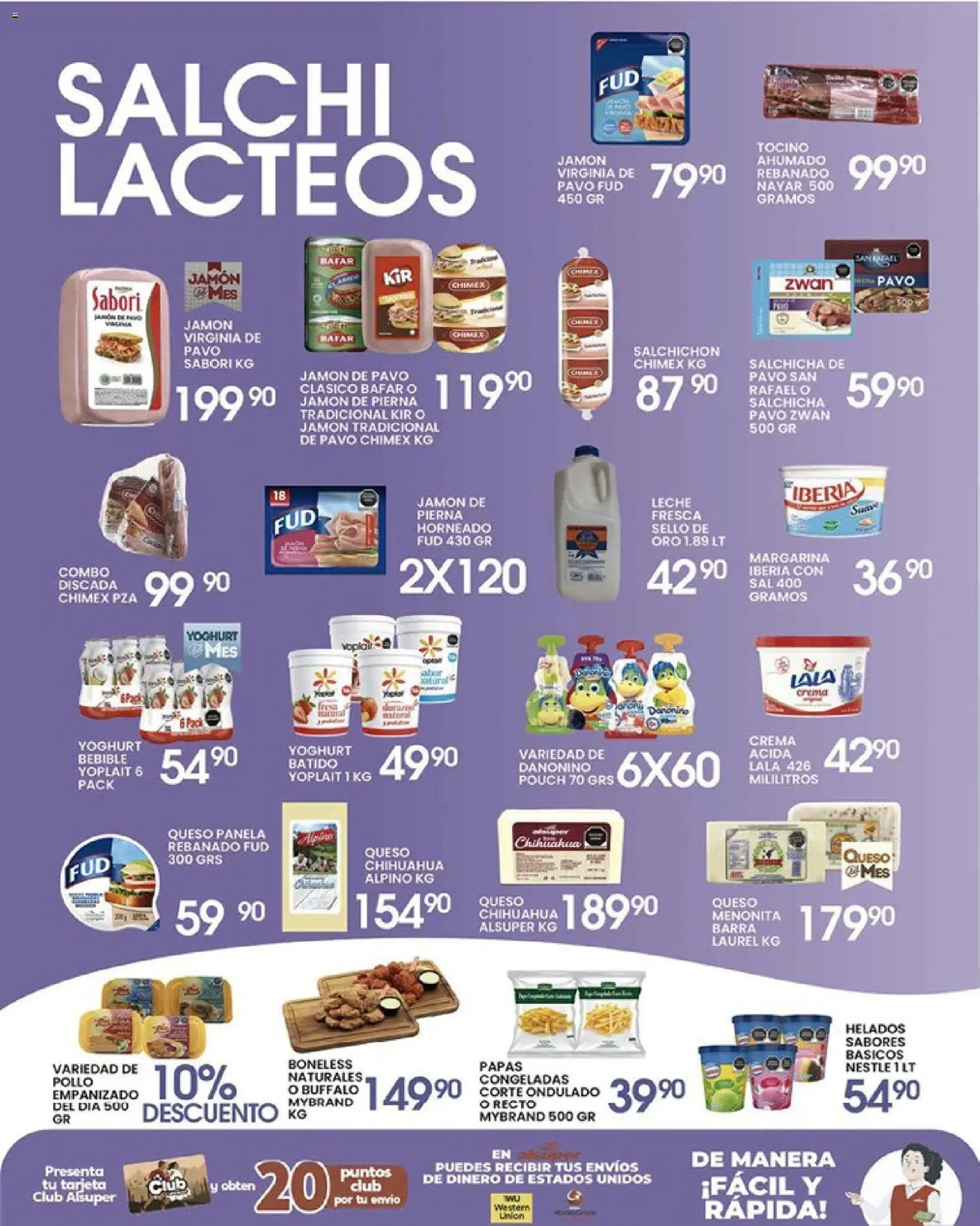 Nuevas ofertas de Alsuper válidas en toda la República Mexicana desde el 07.04.2026. ¡Encuentra las mejores ofertas en Alsuper folleto Casas Grandes! | Página: 3 | Productos: Salchicha, Queso, Jamón, Barra