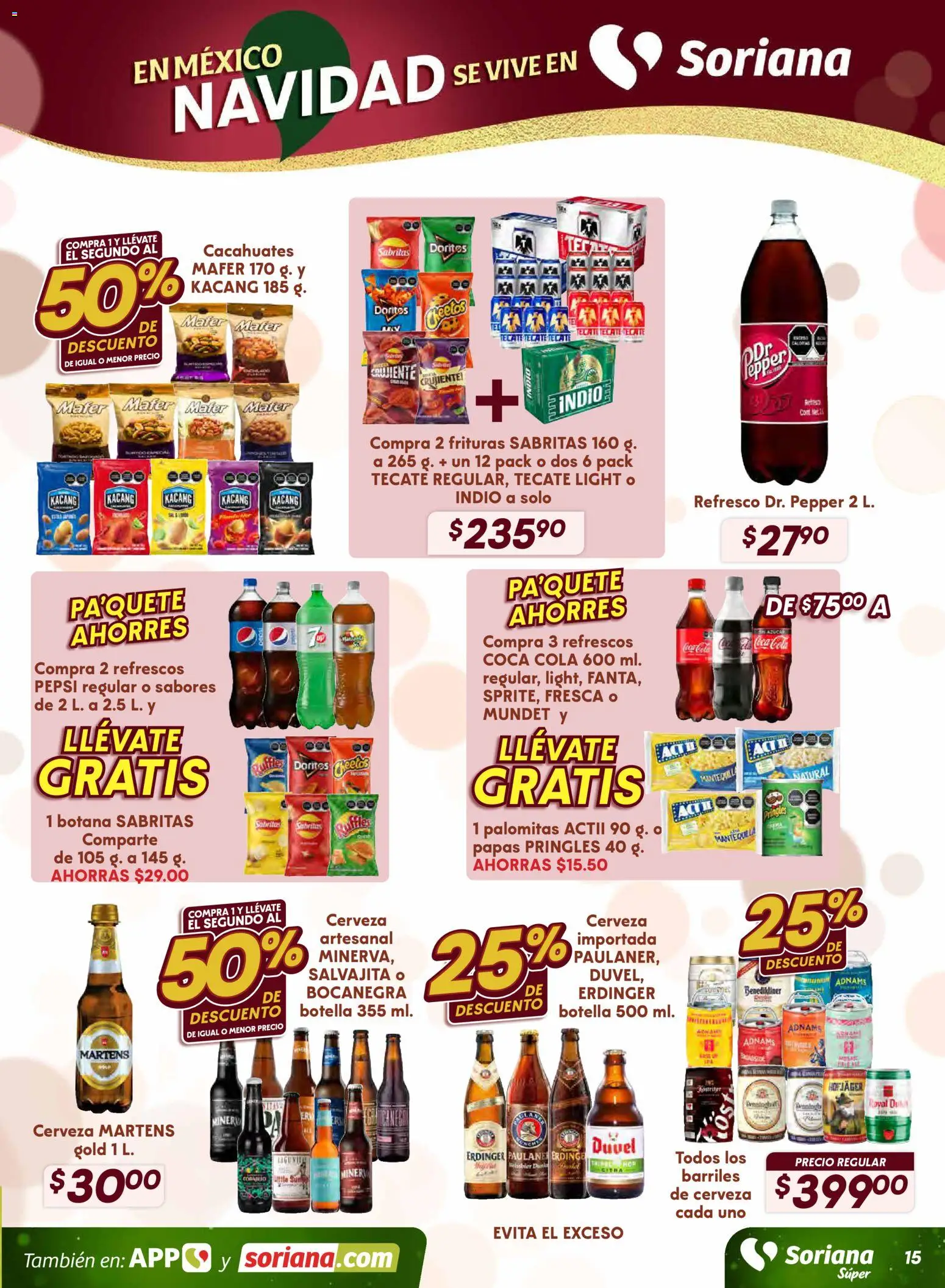 Nuevas ofertas de Soriana válidas en toda la República Mexicana desde el 18.11.2025. ¡Encuentra las mejores ofertas en Soriana - Preciazazaso Súper: Frontera BCN, Son! | Página: 15 | Productos: Refresco, Mantequilla, Cerveza, Botella