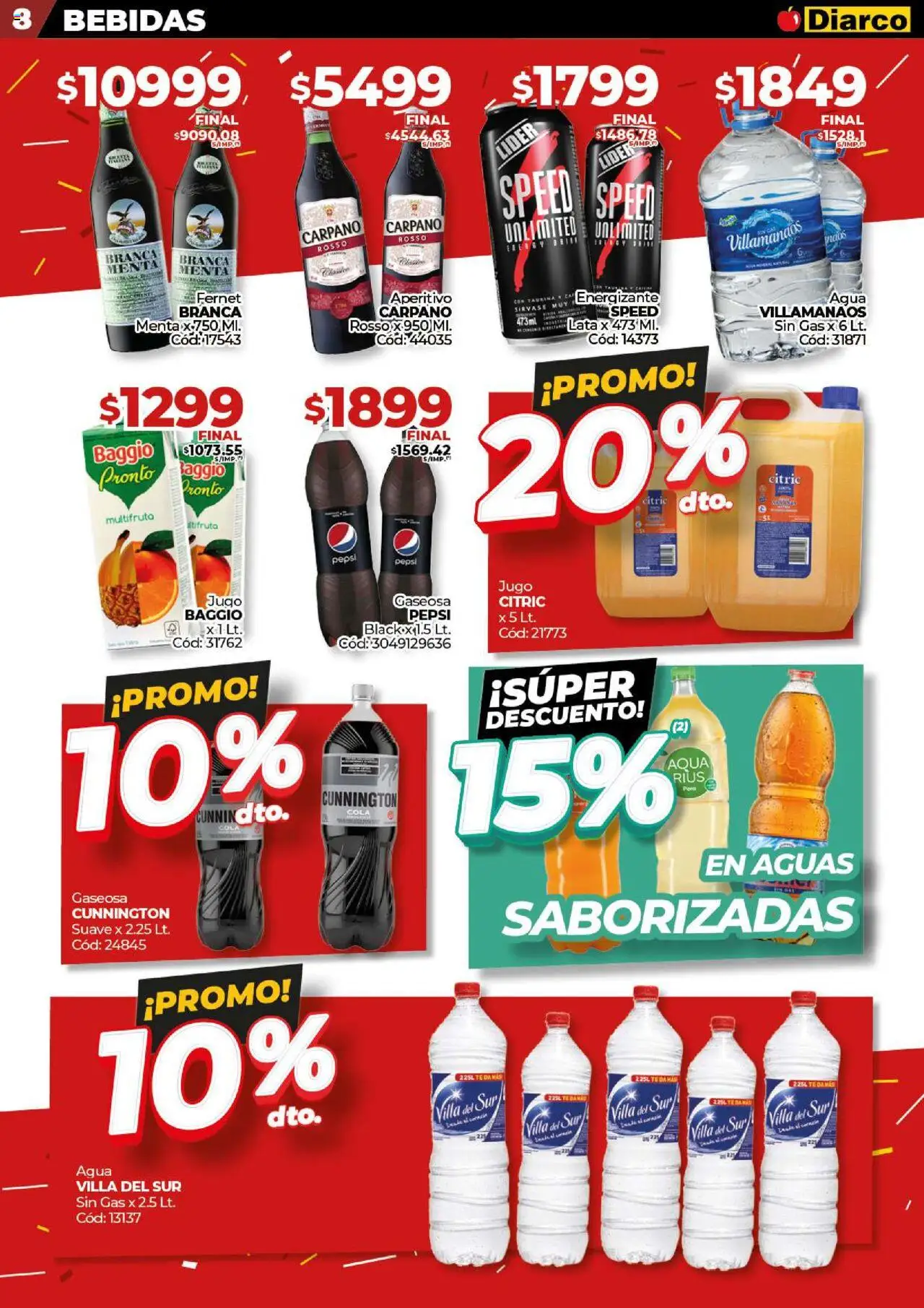 Diarco ofertas │ válido desde el 25.08.2025 | Página: 8 | Productos: Gaseosa, Agua, Jugo, Té