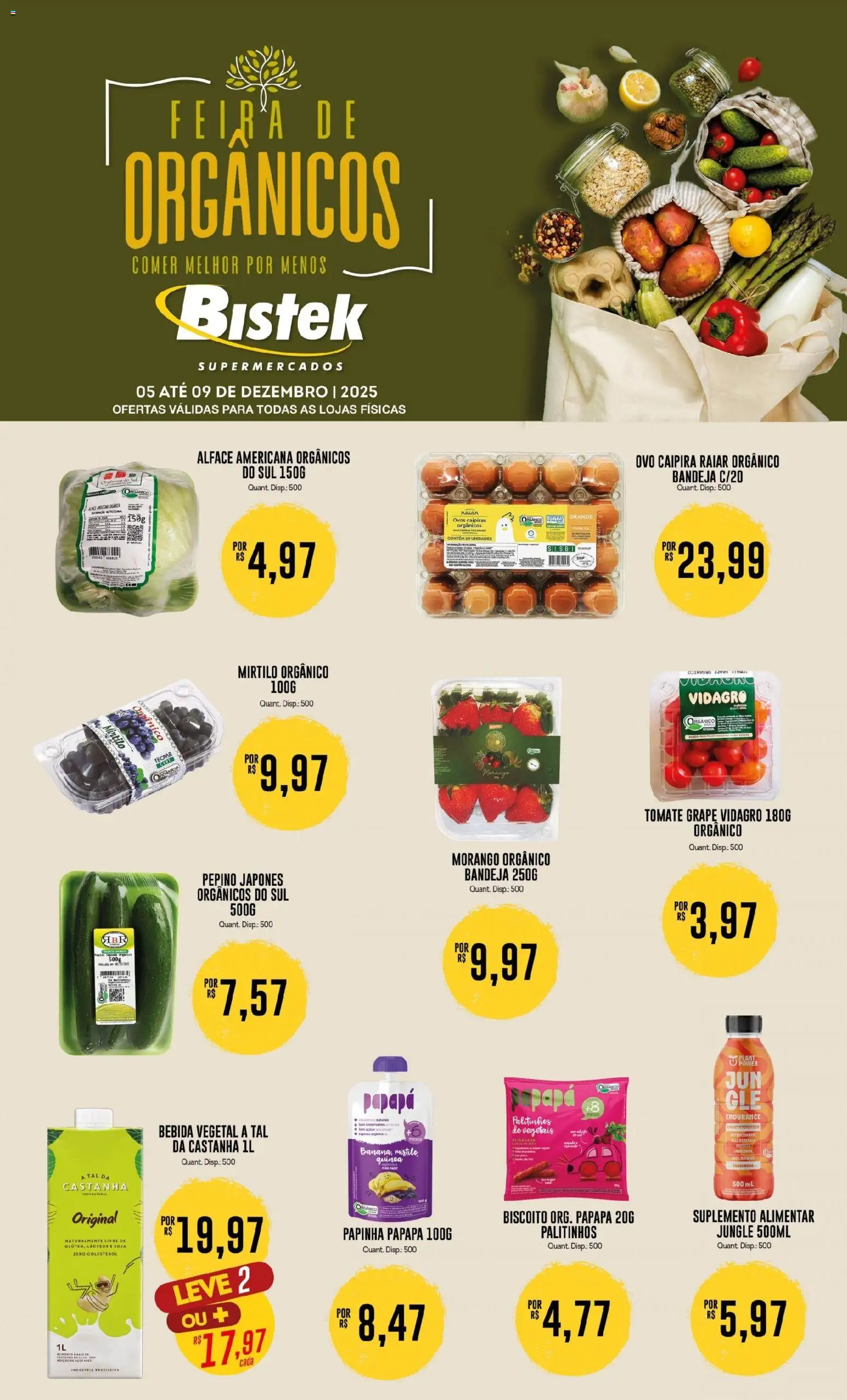 Bistek Supermercados Folheto - válido de 05.12.2025 | Página: 1 | Produtos: Mirtilo, Quinoa, Papinha, Bandeja