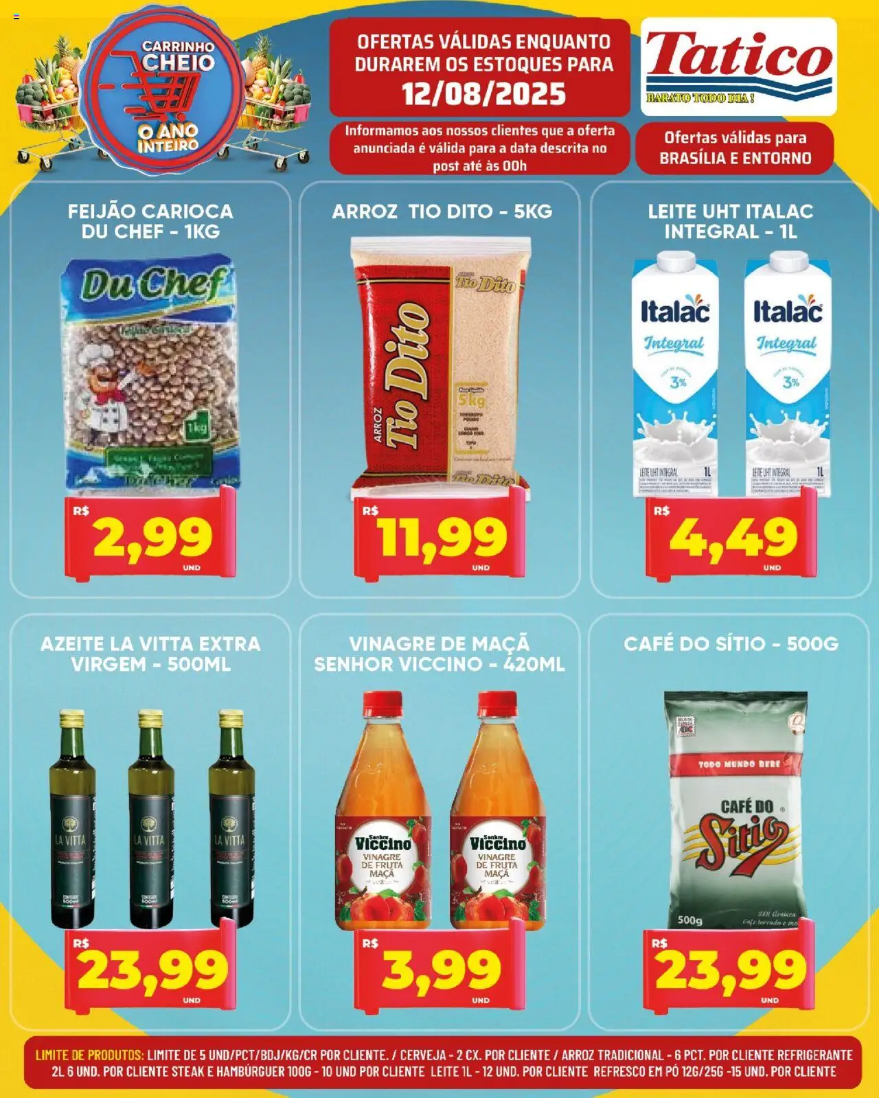 Tatico Folheto - válido de 12.08.2025 | Página: 2 | Produtos: Leite, Cerveja, Arroz, Hambúrguer