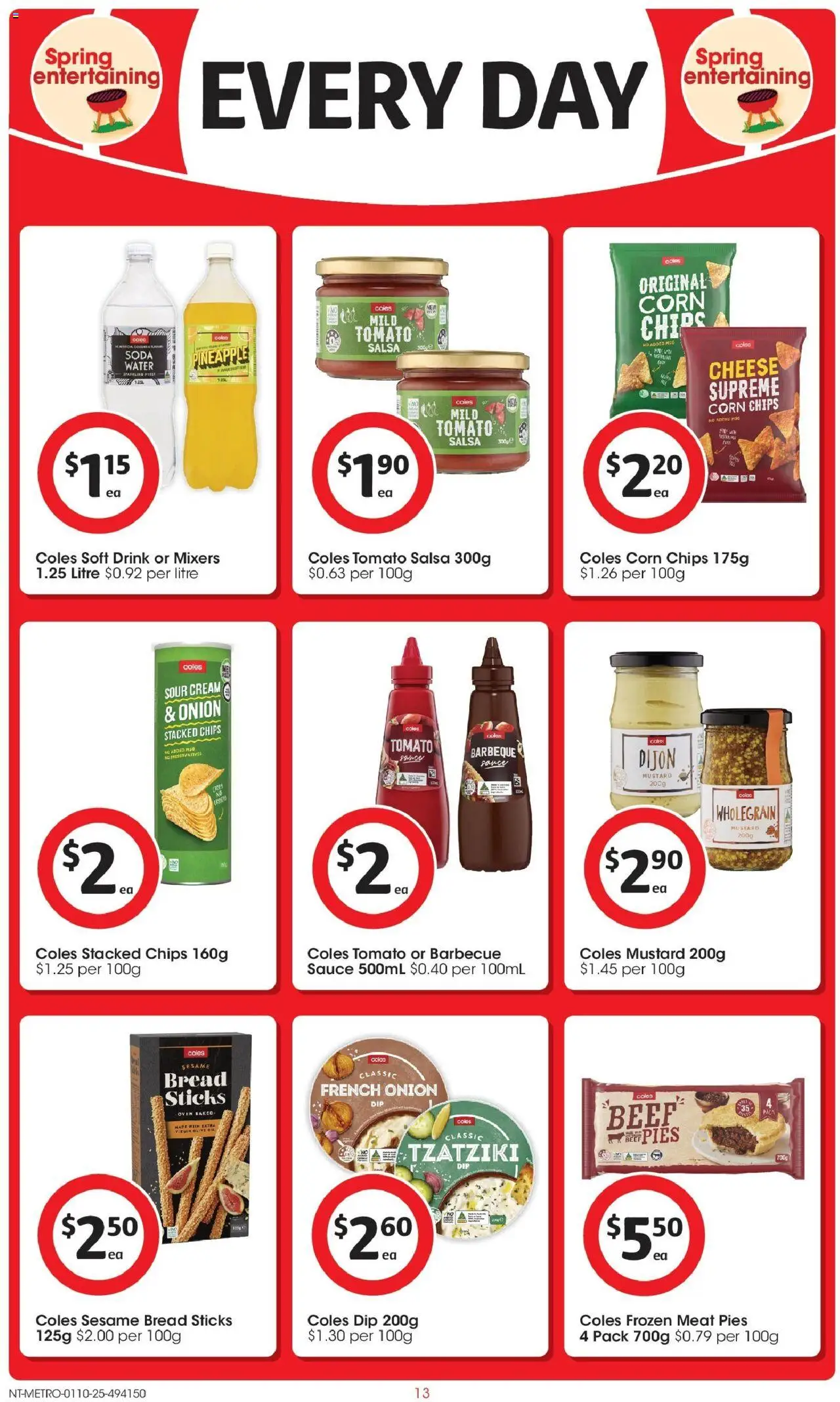 Coles catalogue - valid from 01.10.2025 | Page: 13 | Products: Mustard, Sour cream, Beef, Chips