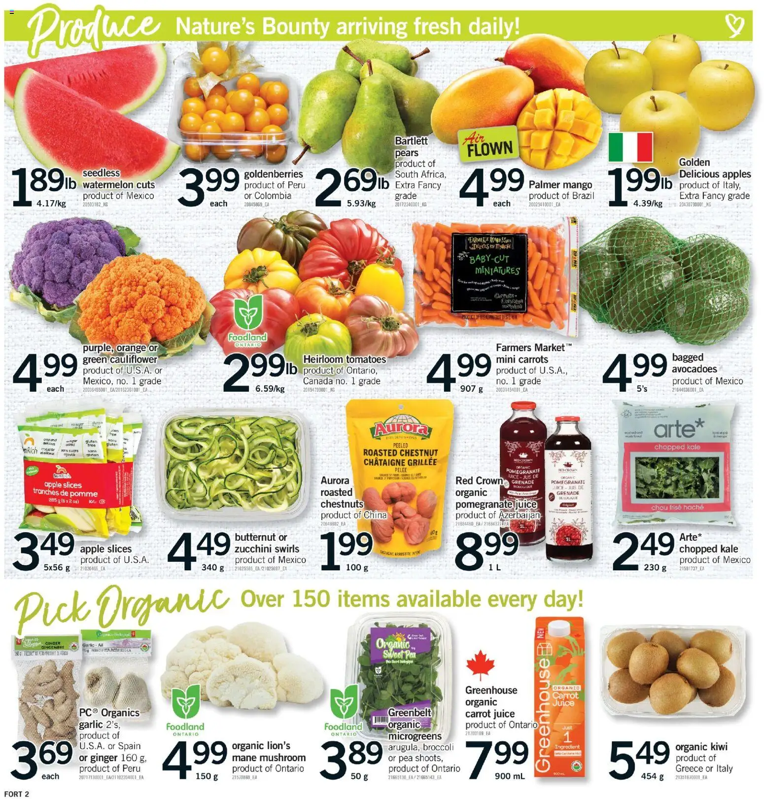 Fortinos flyer valid from 19.03.2026 | Page: 3 | Products: Kiwi, Carrot, Bed, Juice