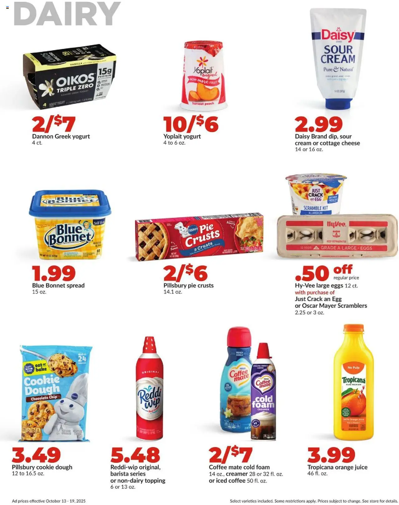 HyVee Weekly Ad - valid from 13.10.2025 | Page: 25 | Products: Cheese, Eggs, Coffee, Cream