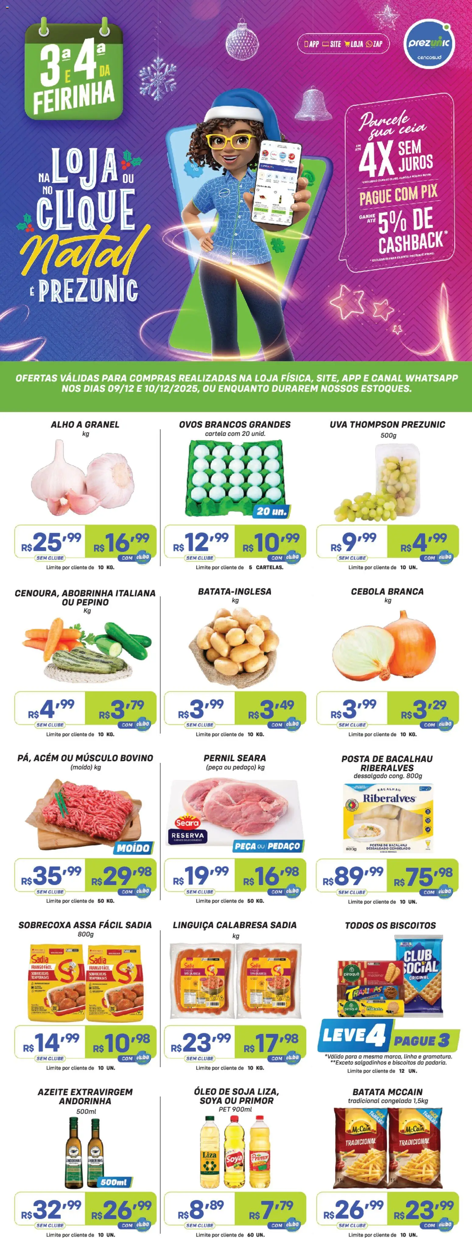 Prezunic Folheto - válido de 09.12.2025 | Página: 1 | Produtos: Linguiça, Ovos, Óleo, Salgadinhos