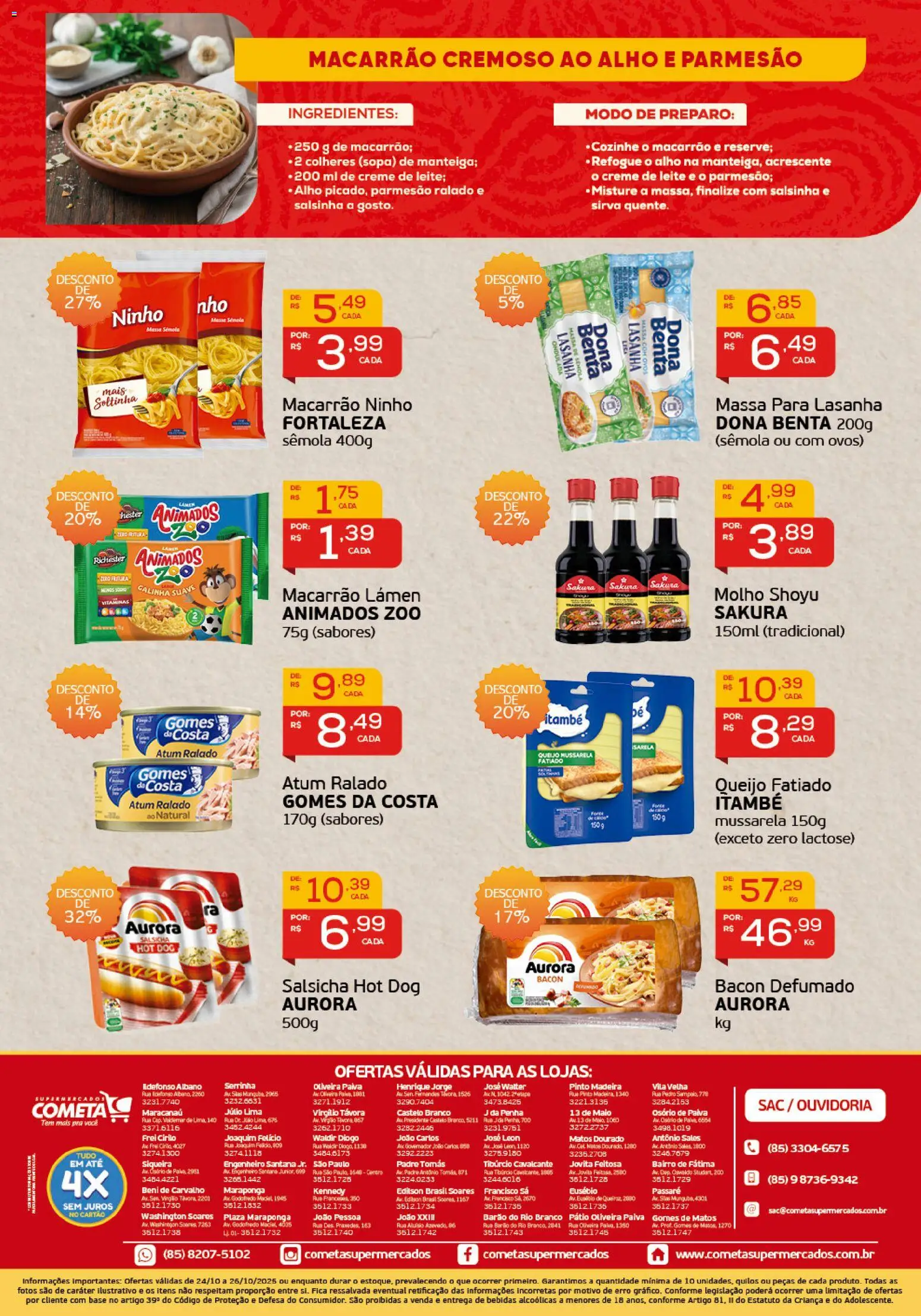 Cometa Supermercados Folheto - válido de 24.10.2025 | Página: 2 | Produtos: Alho, Colheres, Parmesão, Mussarela