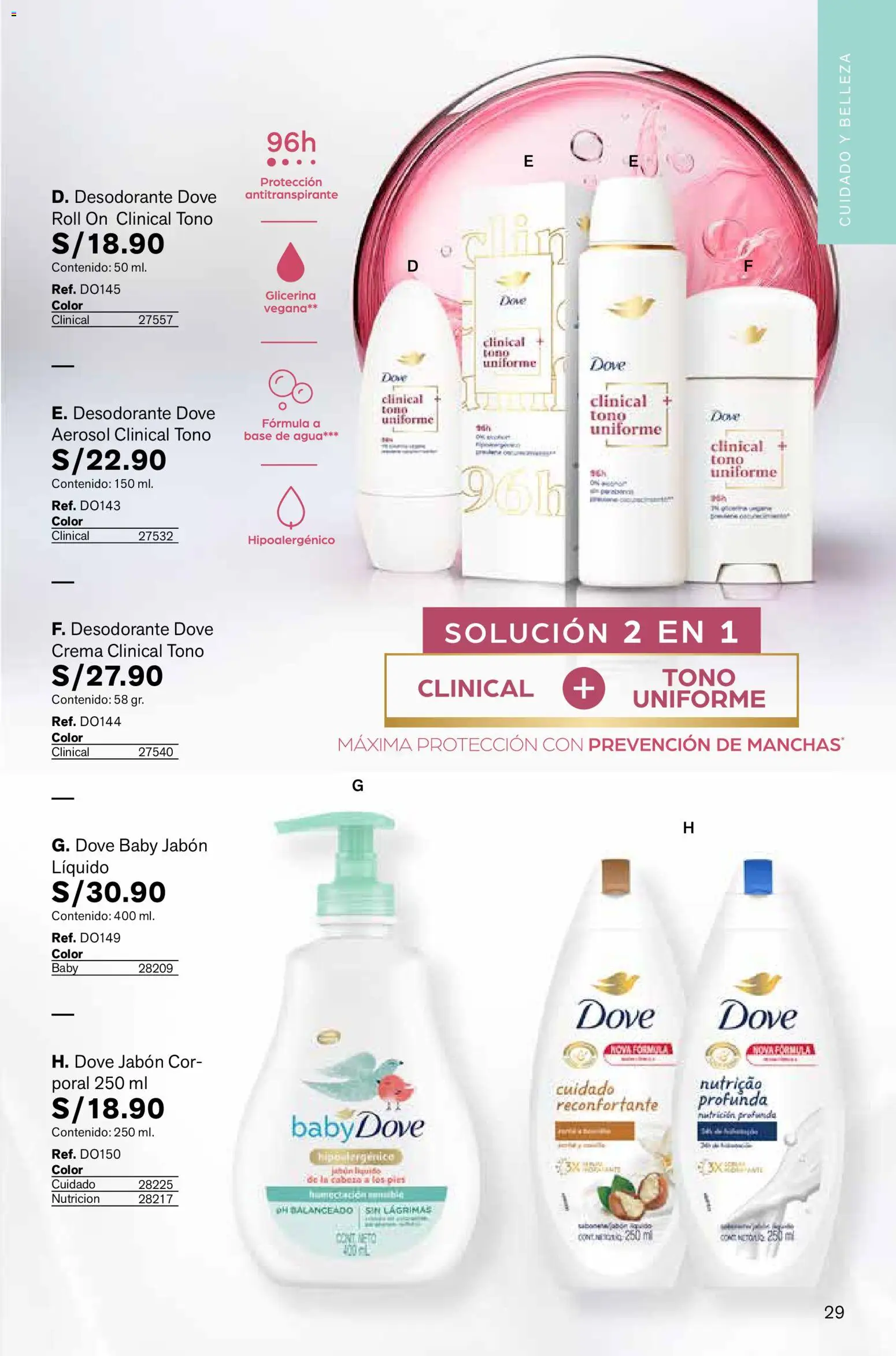 Catálogo Leonisa válido desde 06.03.2026 | Página: 29 | Productos: Jabón, Desodorante, Antitranspirante, Crema