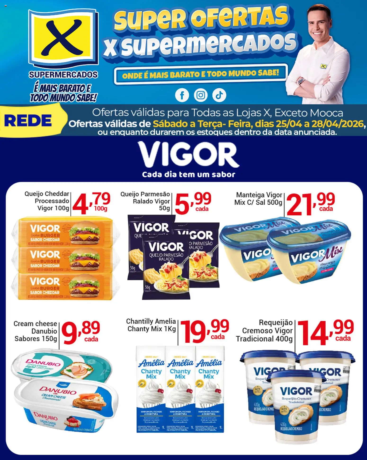 X Supermercados Folheto - válido de 25.04.2026 | Página: 3 | Produtos: Queijo, Parmesão, Cheddar, Cream cheese