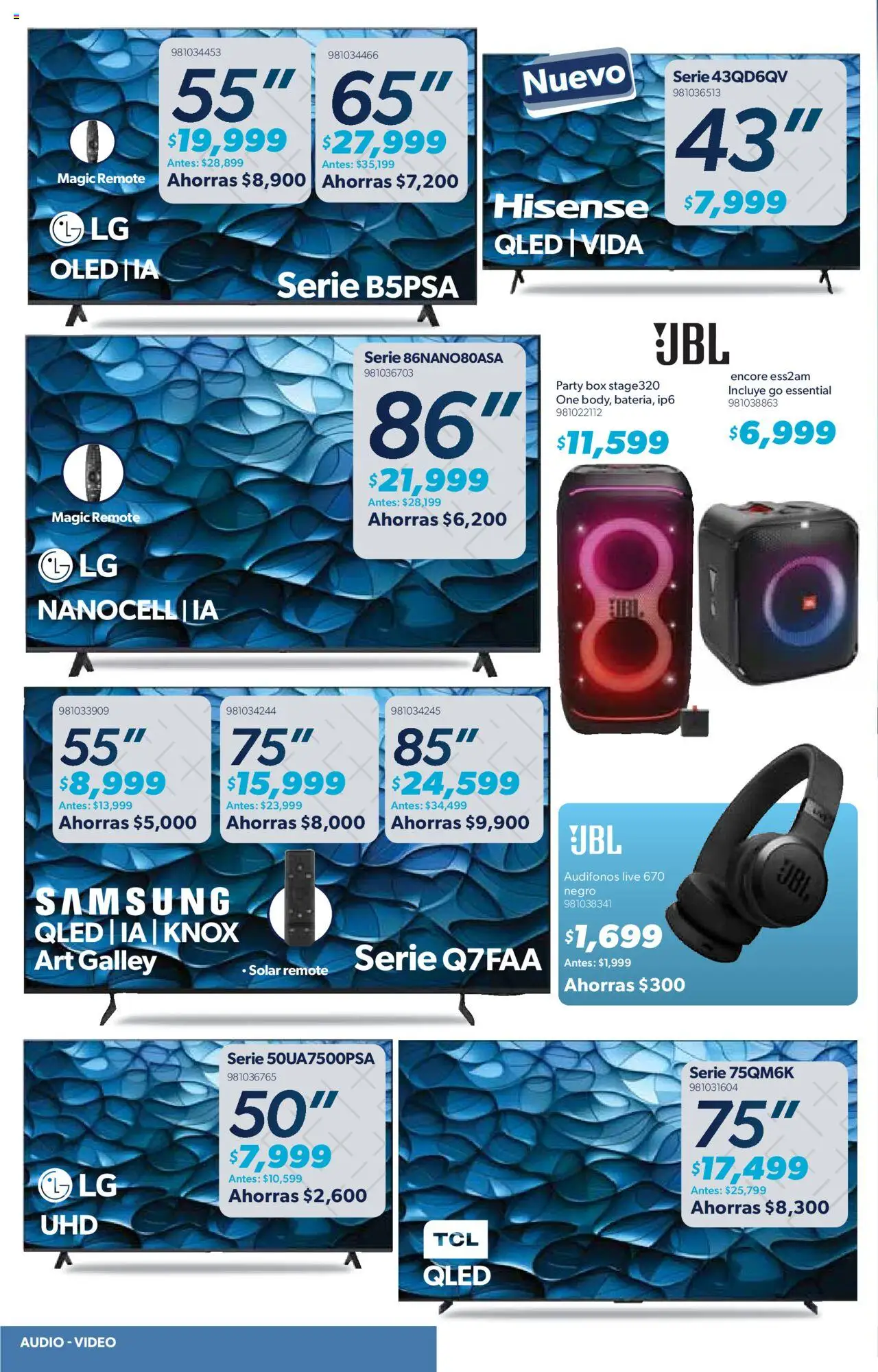 Nuevas ofertas de Sam's Club válidas en toda la República Mexicana desde el 07.08.2025. ¡Encuentra las mejores ofertas en Sam's Club - Catálogo Productos Especiales! | Página: 30 | Productos: Audio, Audífonos, Video