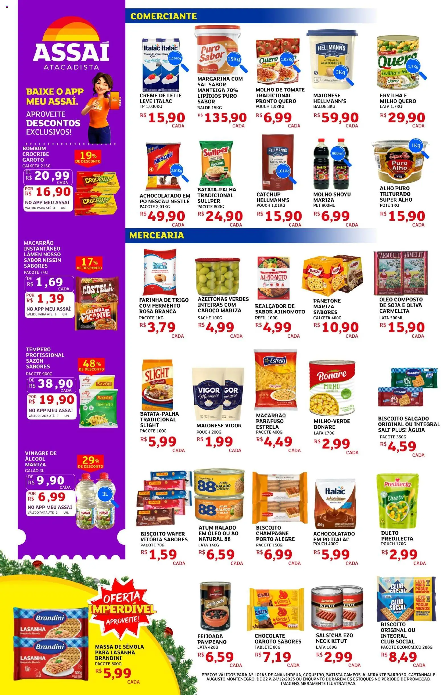 Assaí Atacadista Folheto - válido de 22.12.2025 | Página: 2 | Produtos: Ervilha, Salsicha, Leite, Chocolate