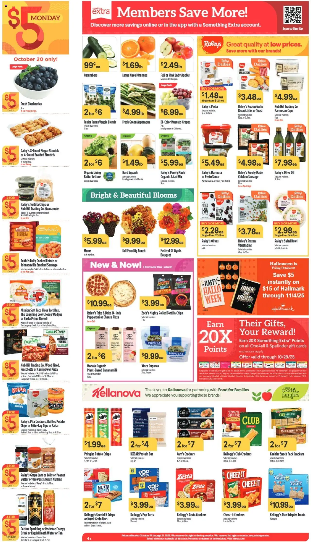 Raley's Weekly Ad - valid from 15.10.2025 | Page: 4 | Products: Cheese, Pizza, Apples, Rice