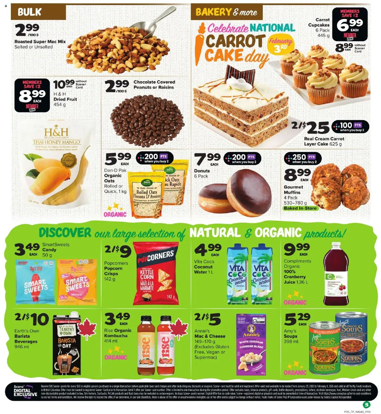 Thrifty Foods flyer valid from 29.01.2026 | Page: 6 | Products: Carrot, Bakery, Cheese, Juice