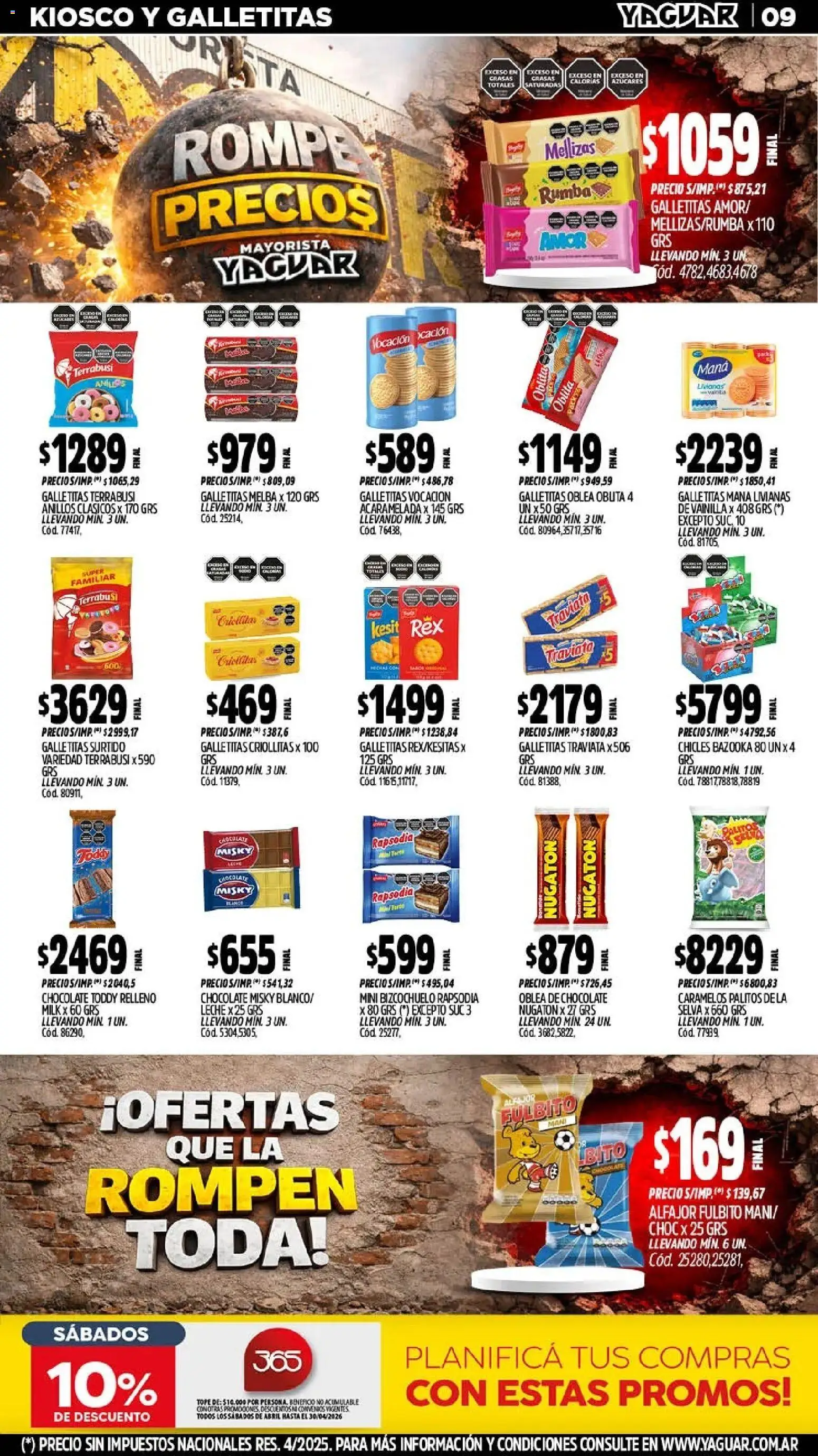 Yaguar - Oferta Semanal Trelew │ válido desde el 13.04.2026 | Página: 10 | Productos: Galletitas, Chicles, Mani, Alfajor