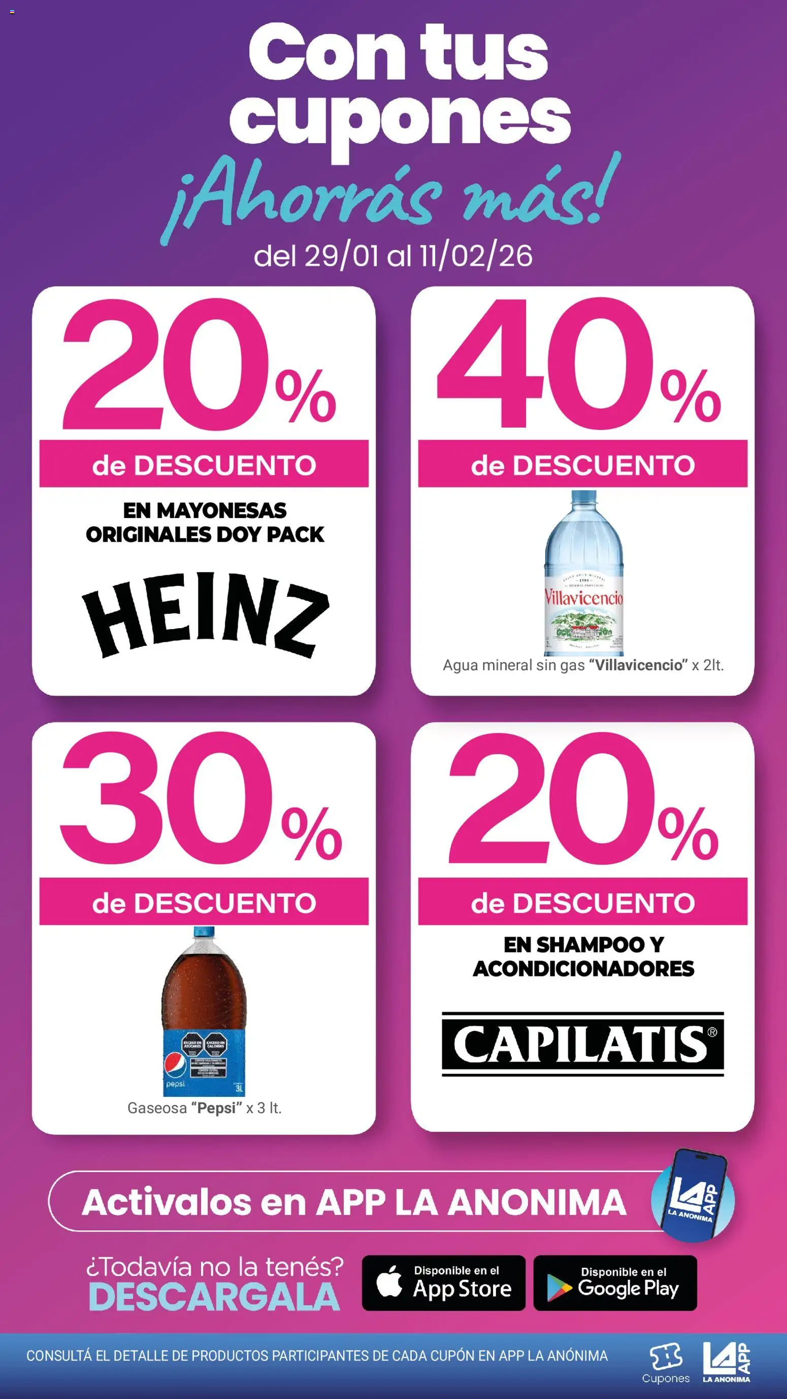La Anonima - catalogos masivos  │ válido desde el 29.01.2026 | Página: 2 | Productos: Shampoo, Gaseosa, Agua