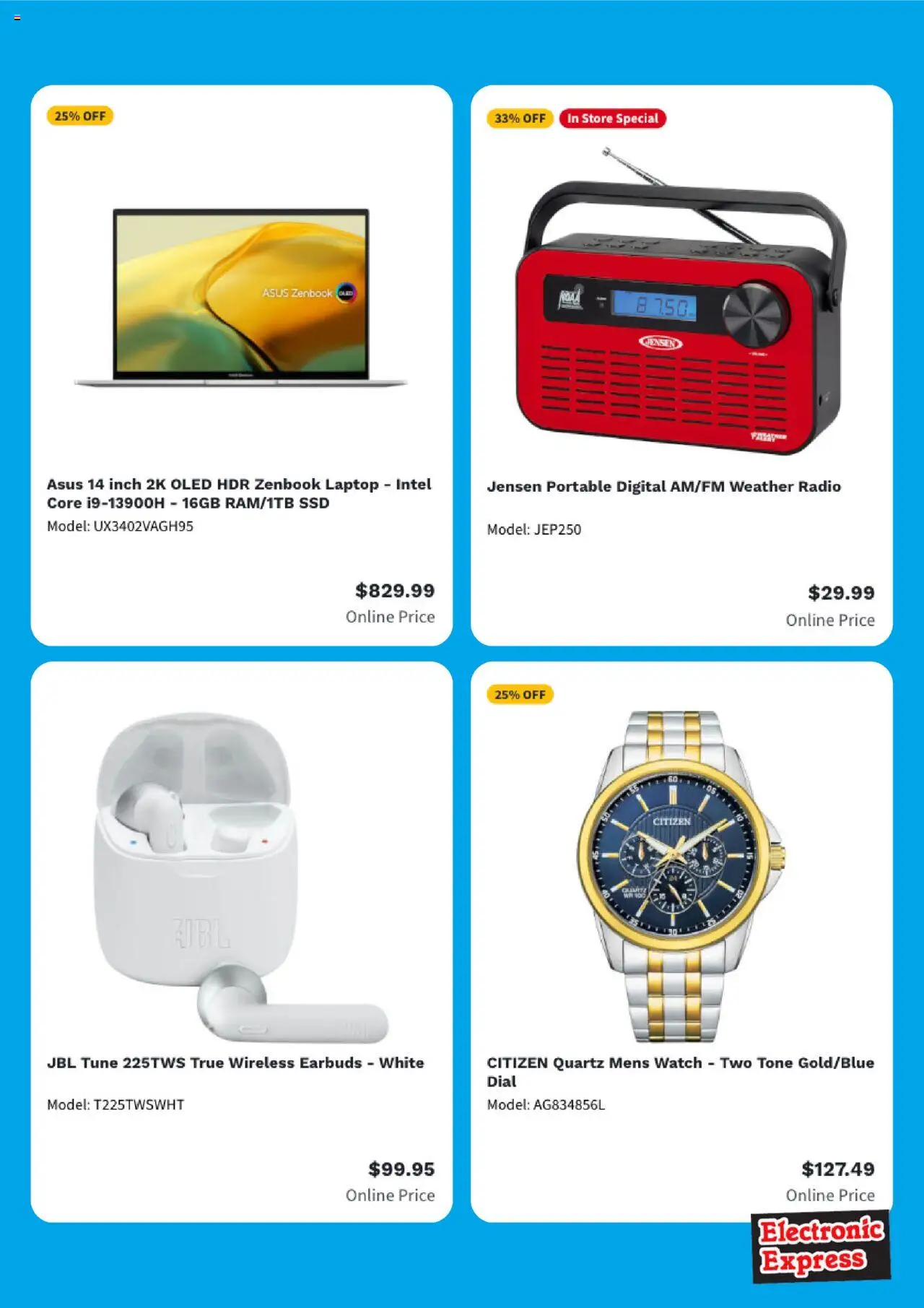 Electronic Express Weekly Ad - valid from 18.08.2025 | Page: 2 | Products: Watch, Radio, Laptop, SSD
