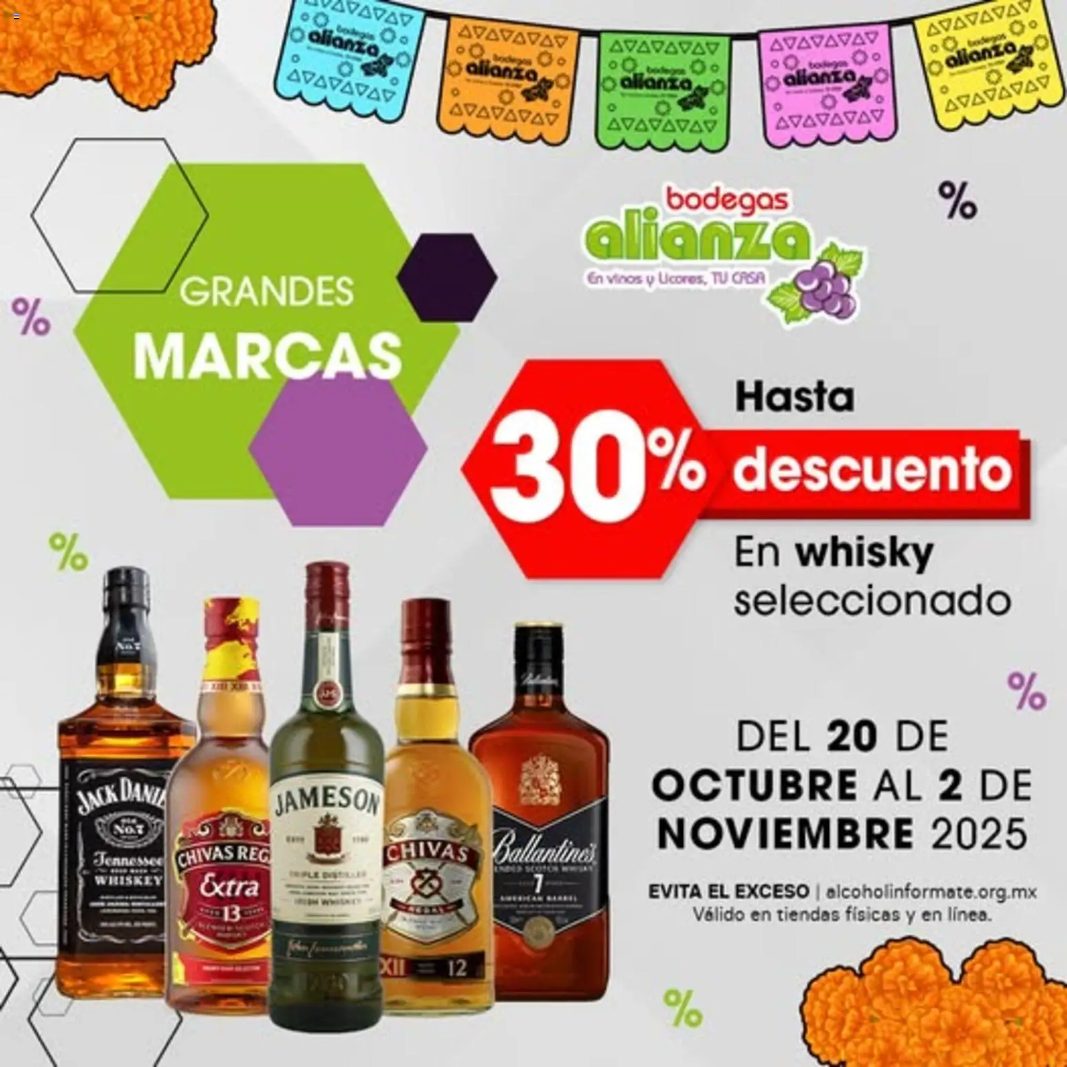 Nuevas ofertas de Bodegas Alianza válidas en toda la República Mexicana desde el 20.10.2025. ¡Encuentra las mejores ofertas en Bodegas Alianza catálogo Selección de grandes marcas de whisky! | Página: 1 | Productos: Whiskey, Whisky