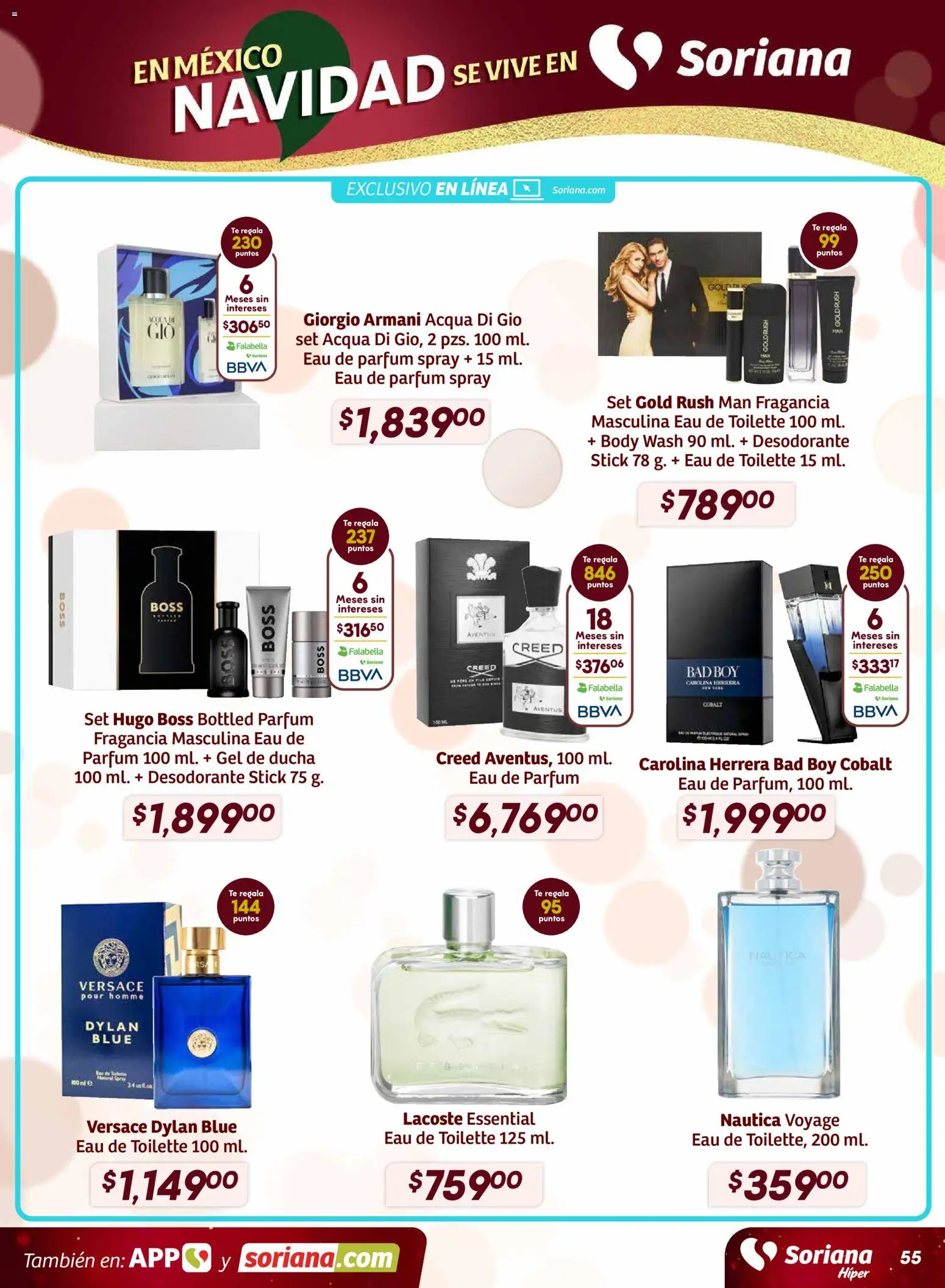 Nuevas ofertas de Soriana válidas en toda la República Mexicana desde el 27.11.2025. ¡Encuentra las mejores ofertas en Soriana - Preciazazaso Híper: Frontera Chih, Coah, Tamaulipas! | Página: 54 | Productos: Body, Fragancia, Eau de toilette, Gel de ducha