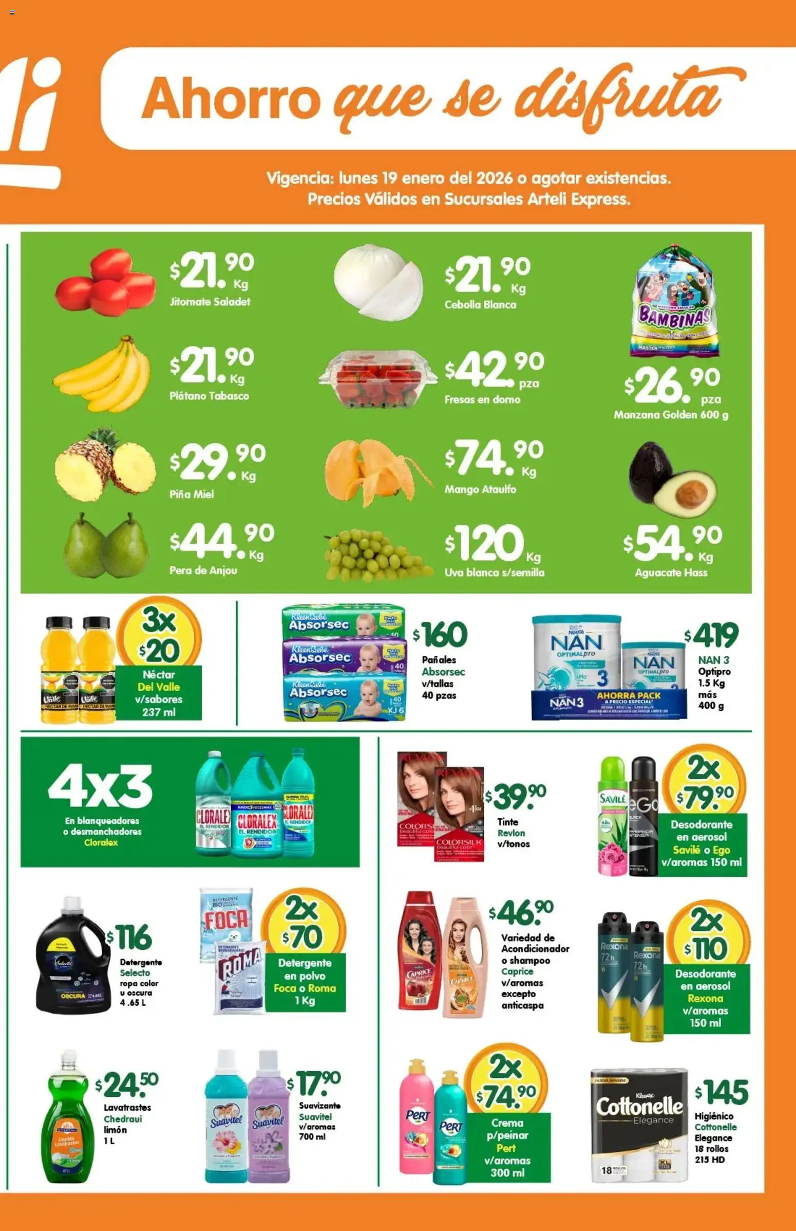 Nuevas ofertas de Arteli válidas en toda la República Mexicana desde el 19.01.2026. ¡Encuentra las mejores ofertas en Arteli folleto Express! | Página: 2 | Productos: Desodorante, Plátano, Pera, Piña