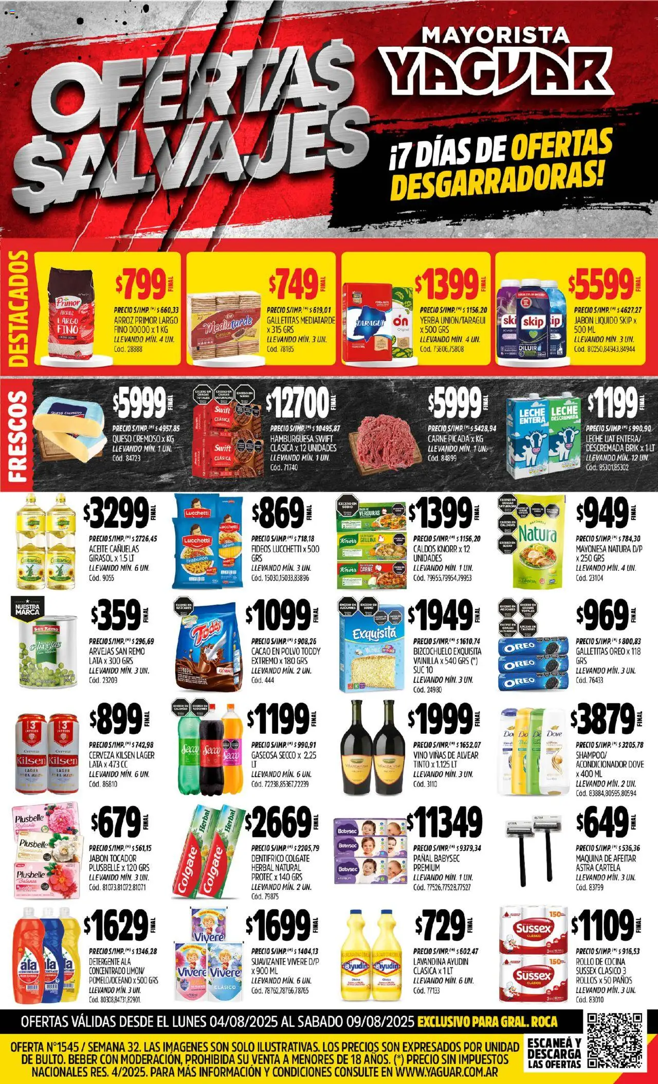 Yaguar - General Roca │ válido desde el 04.08.2025 | Página: 1 | Productos: Jabón líquido, Cerveza, Fideos, Radiante